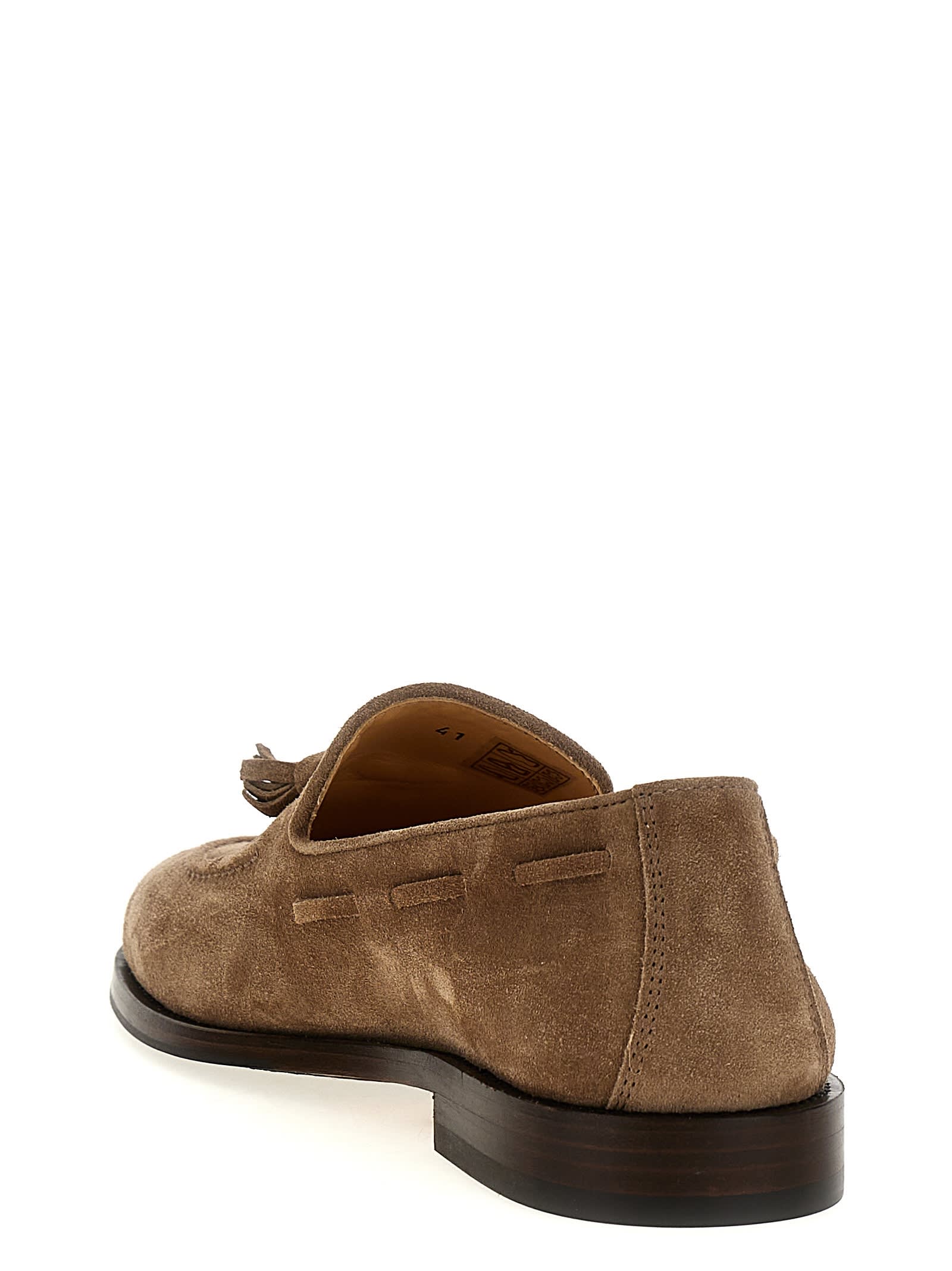 Brunello Cucinelli Suede Tassel Loafers In Beige