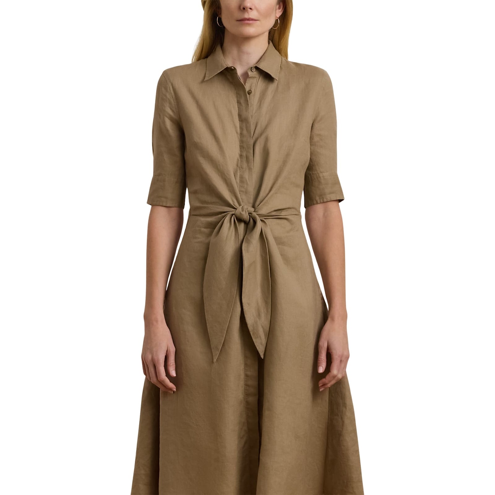 Ralph Lauren Wakana Elbow Sleeve Day Dress In Neutral
