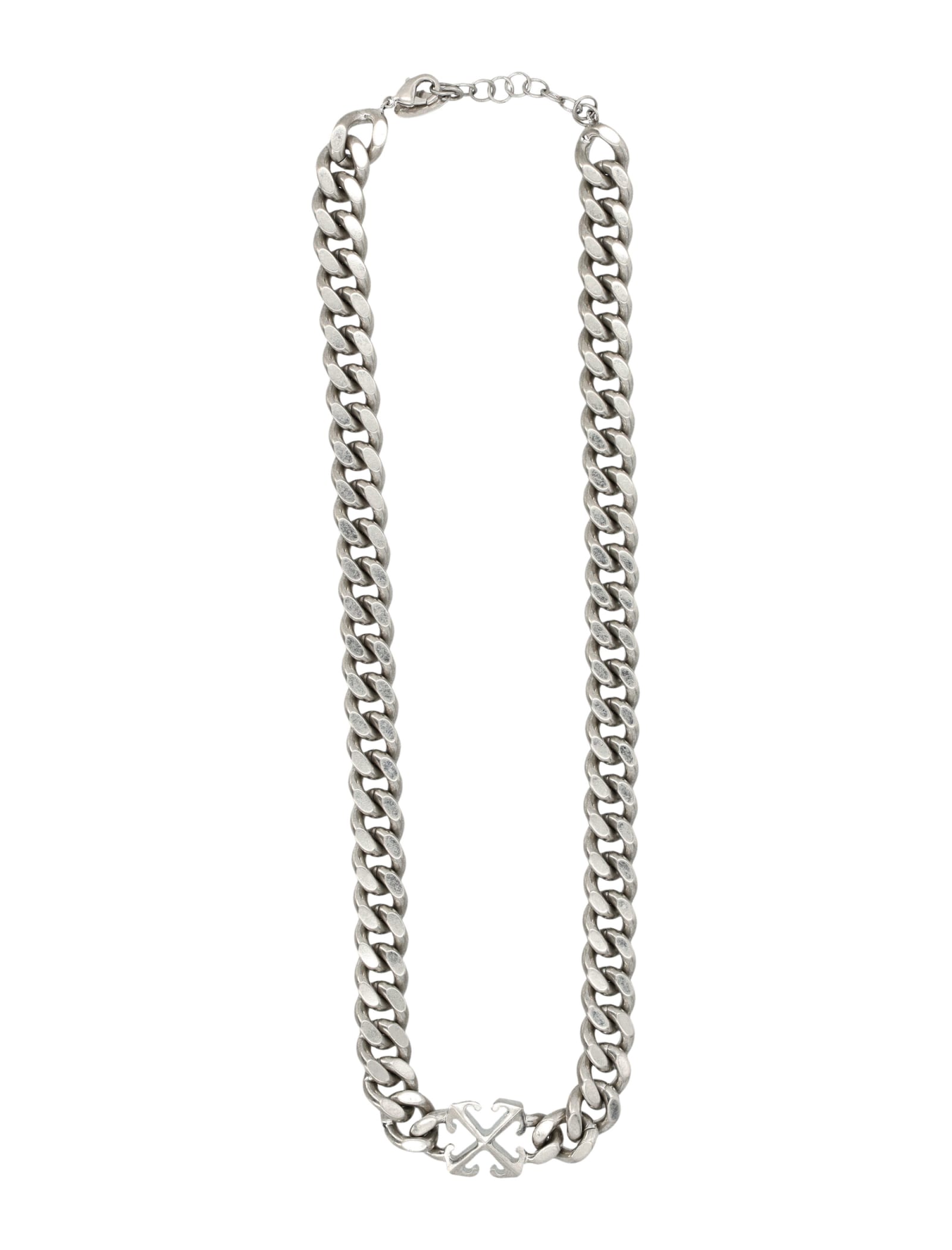 Off-white Arrow Chained Necklace In Silver