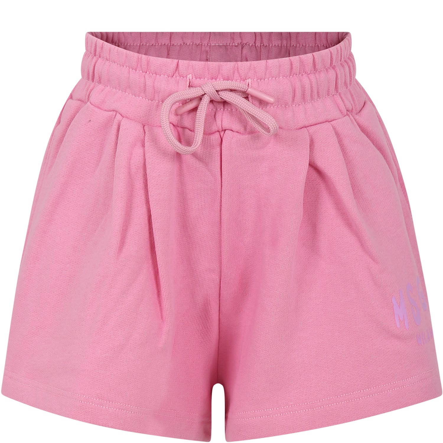 Msgm Kids' Pink Shorts For Girl With Logo