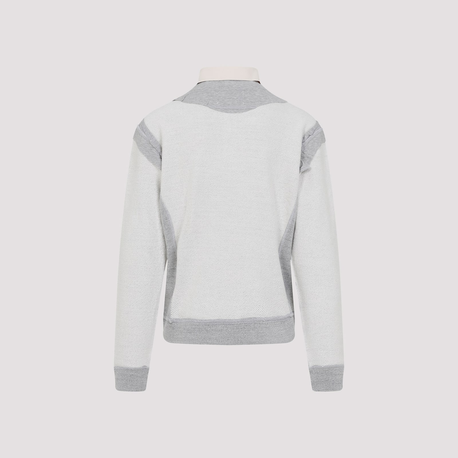 Maison Margiela Cotton Hoodie With Pointed Collar And Side Pockets In M Grey Melange