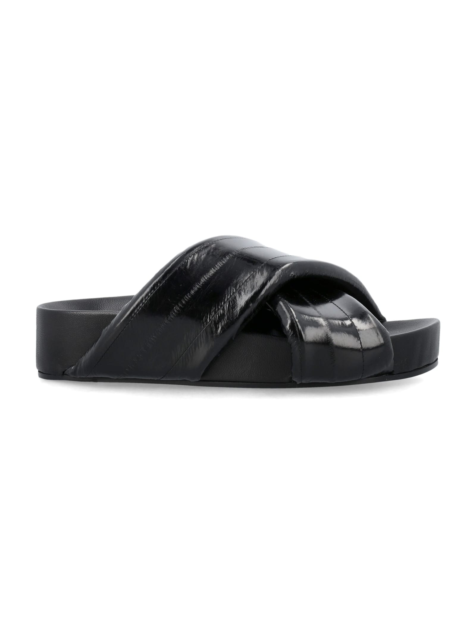 Shop Jil Sander Padded Slides In Black