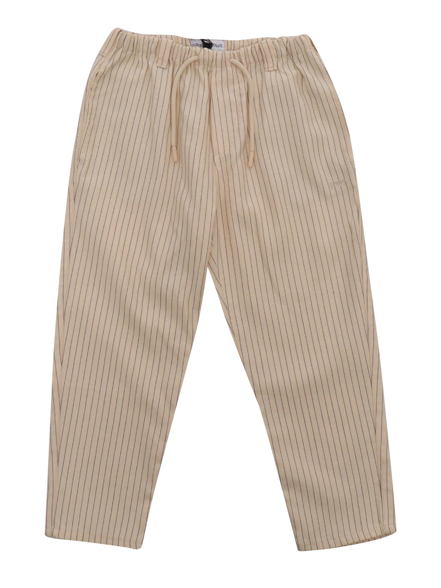 Shop Emporio Armani Beige Trousers With Striped Pattern