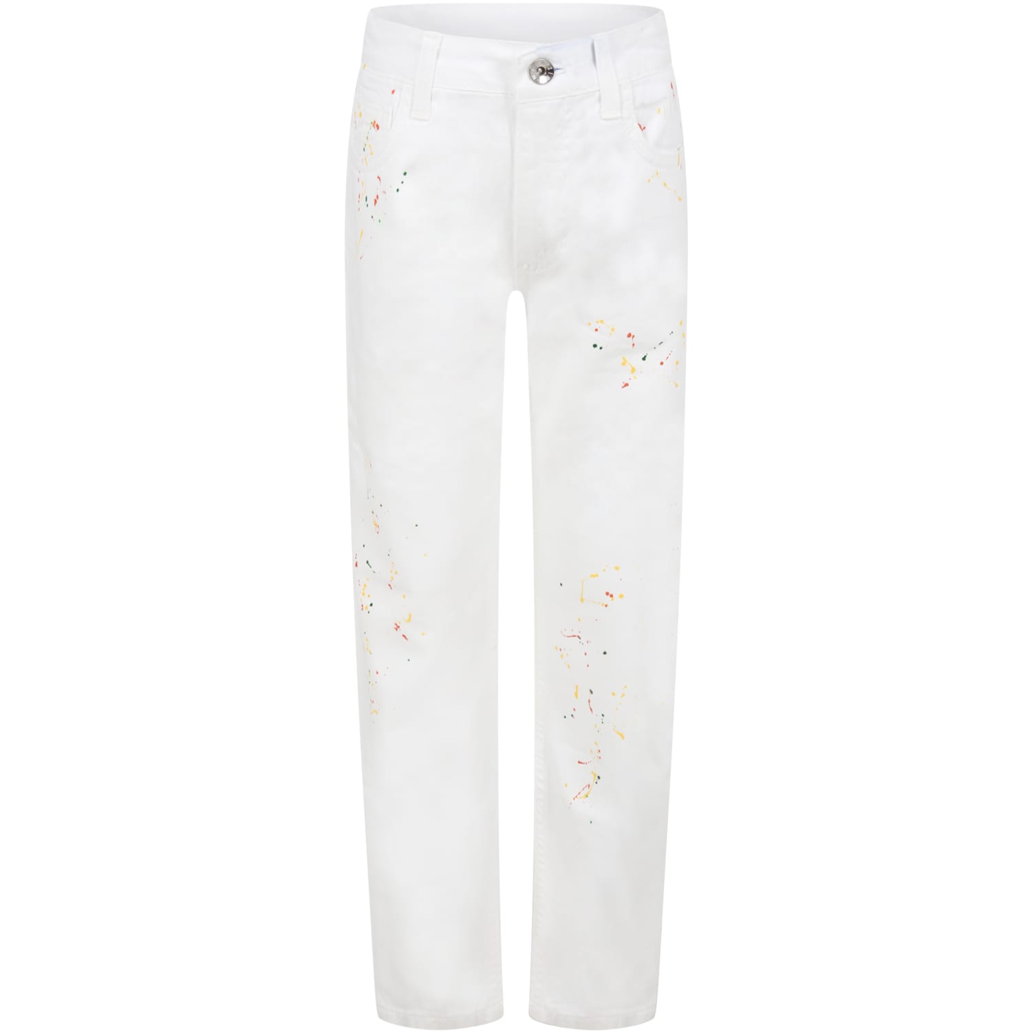 MSGM White Jeans For Boy With Spots