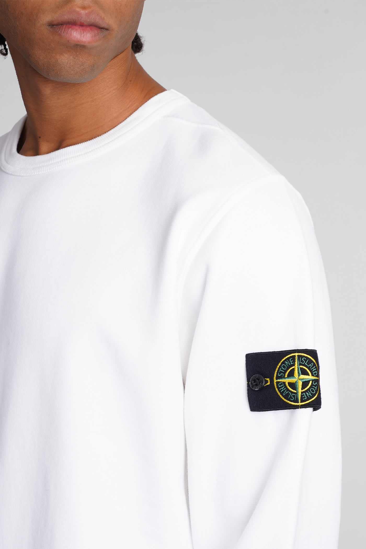 Shop Stone Island Sweatshirt In White Cotton