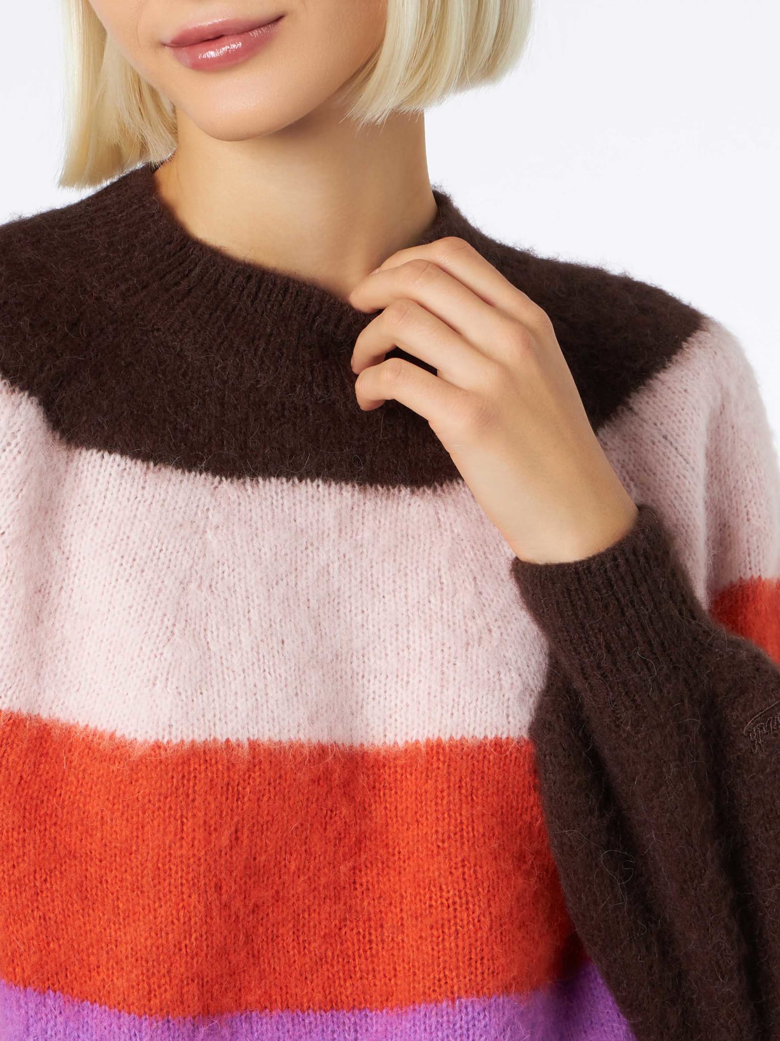 Mc2 Saint Barth Woman Soft Sweater With Faded Colors In Rigato