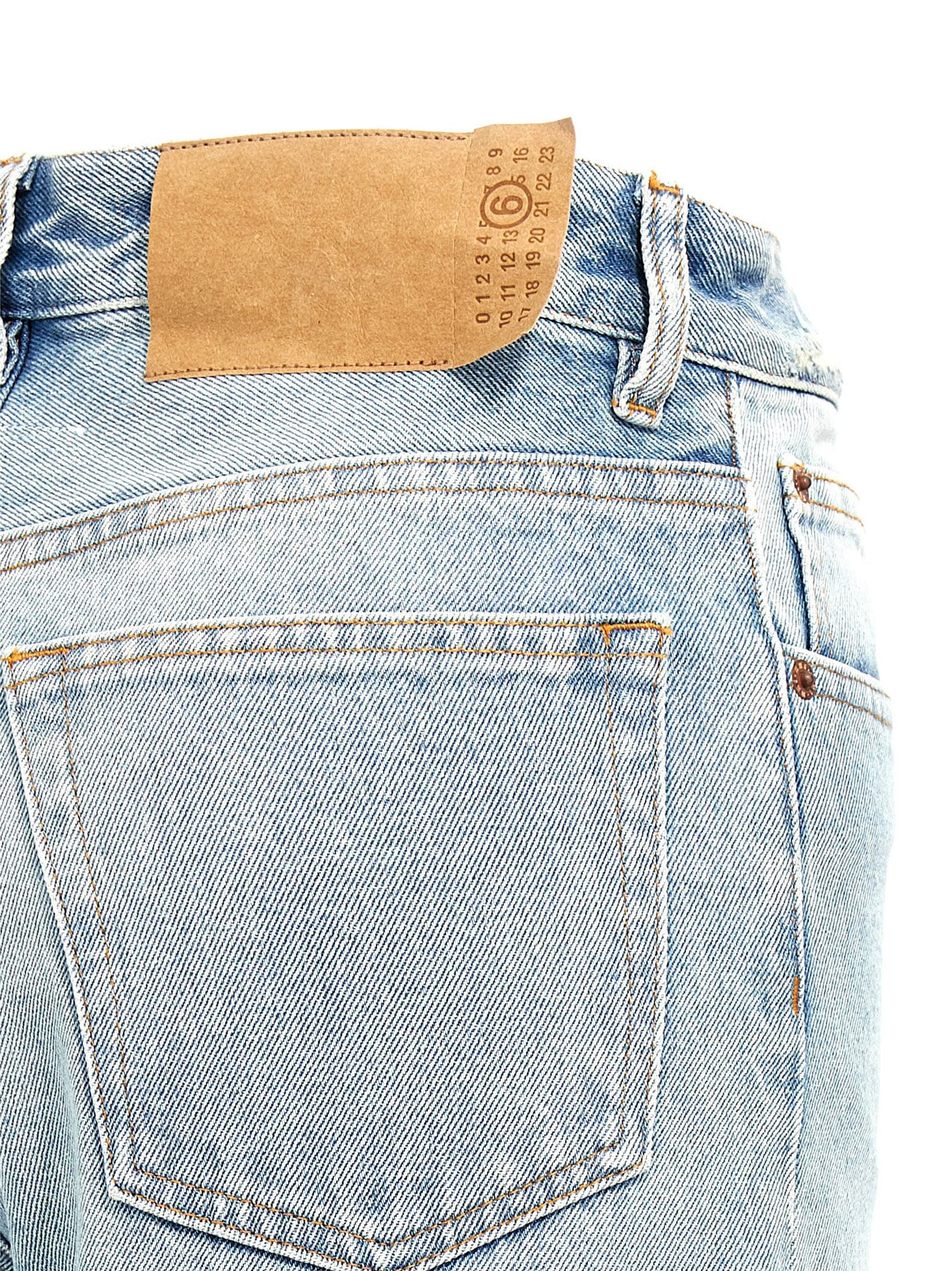 Shop Mm6 Maison Margiela Contrast Insert Jeans In Light Blue