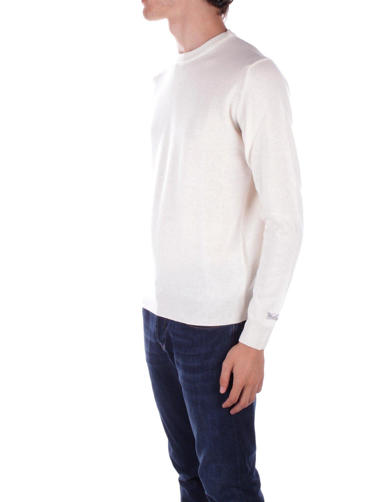 Woolrich Logo Embroidered Crewneck Jumper In White