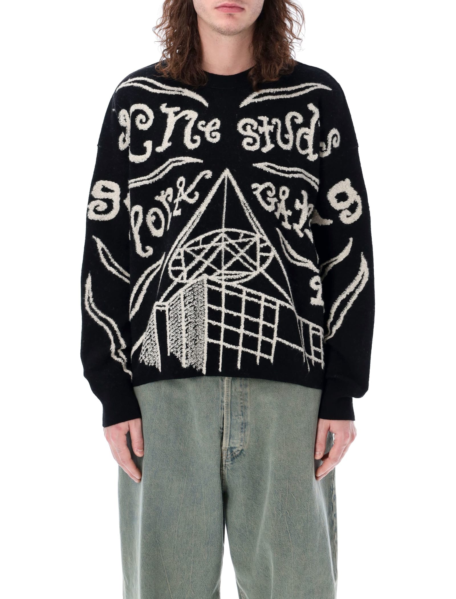 Shop Acne Studios Jaquard Sweater In Black