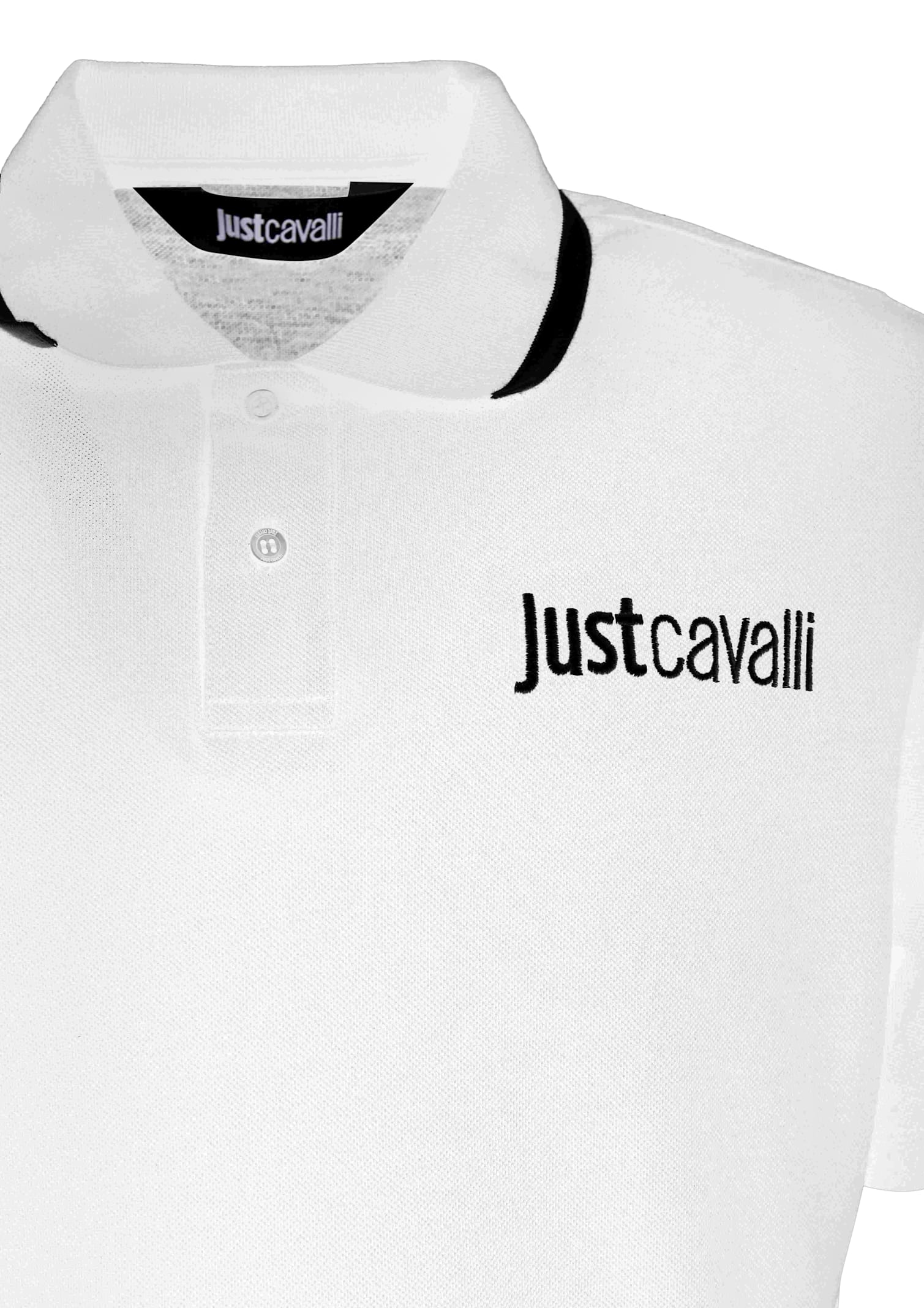 Just Cavalli Logo-embroidered Cotton Polo Shirt In White