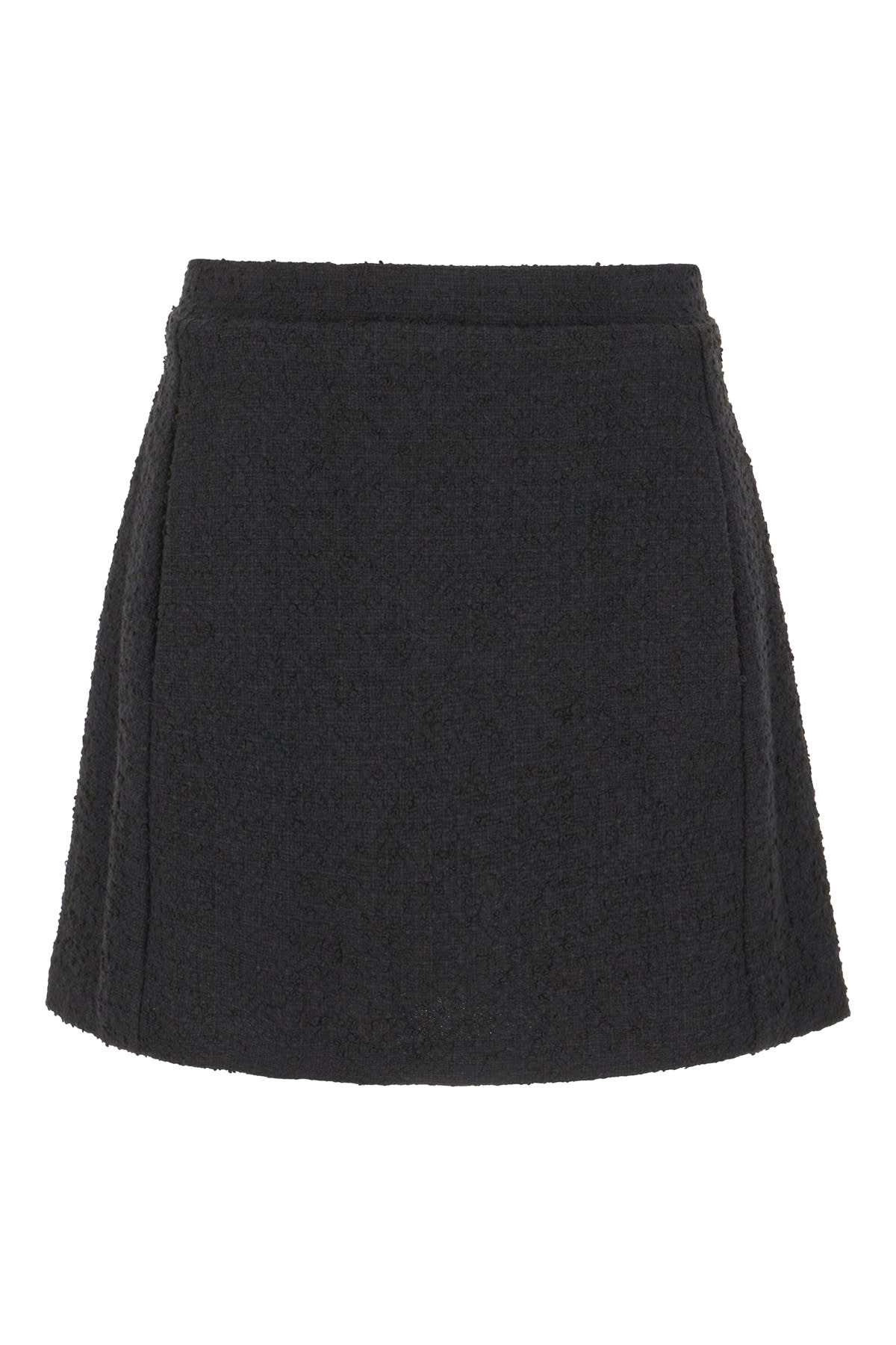 Black Cotton Blend Mini Skirt