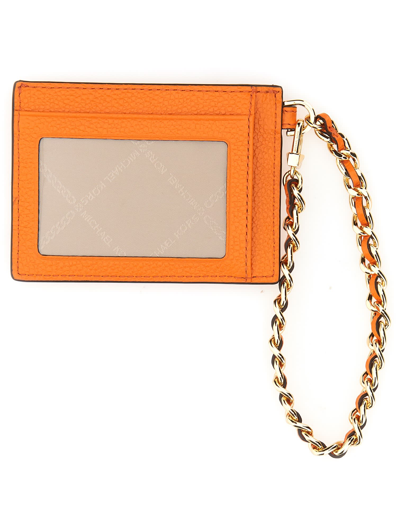 Shop Michael Kors Small Credit Card Holder In Apricot