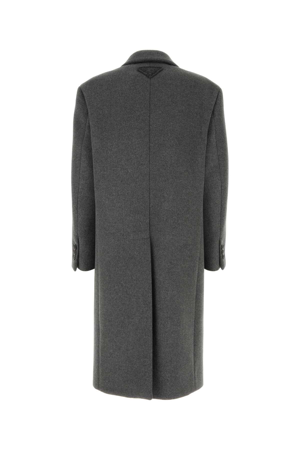 Shop Prada Dark Grey Wool Blend Coat In Ardesia