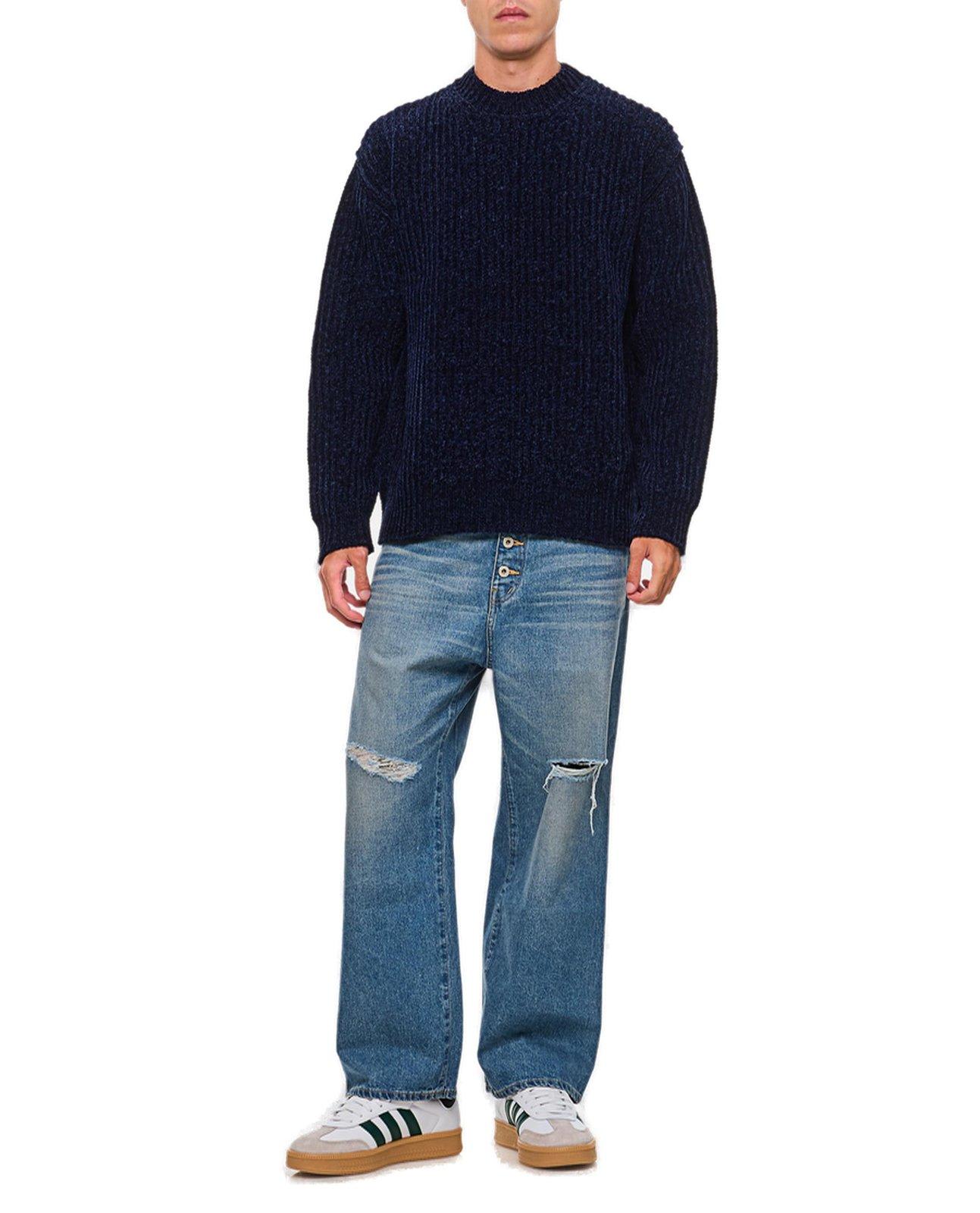 Junya Watanabe Crewneck Knitted Jumper In Blue