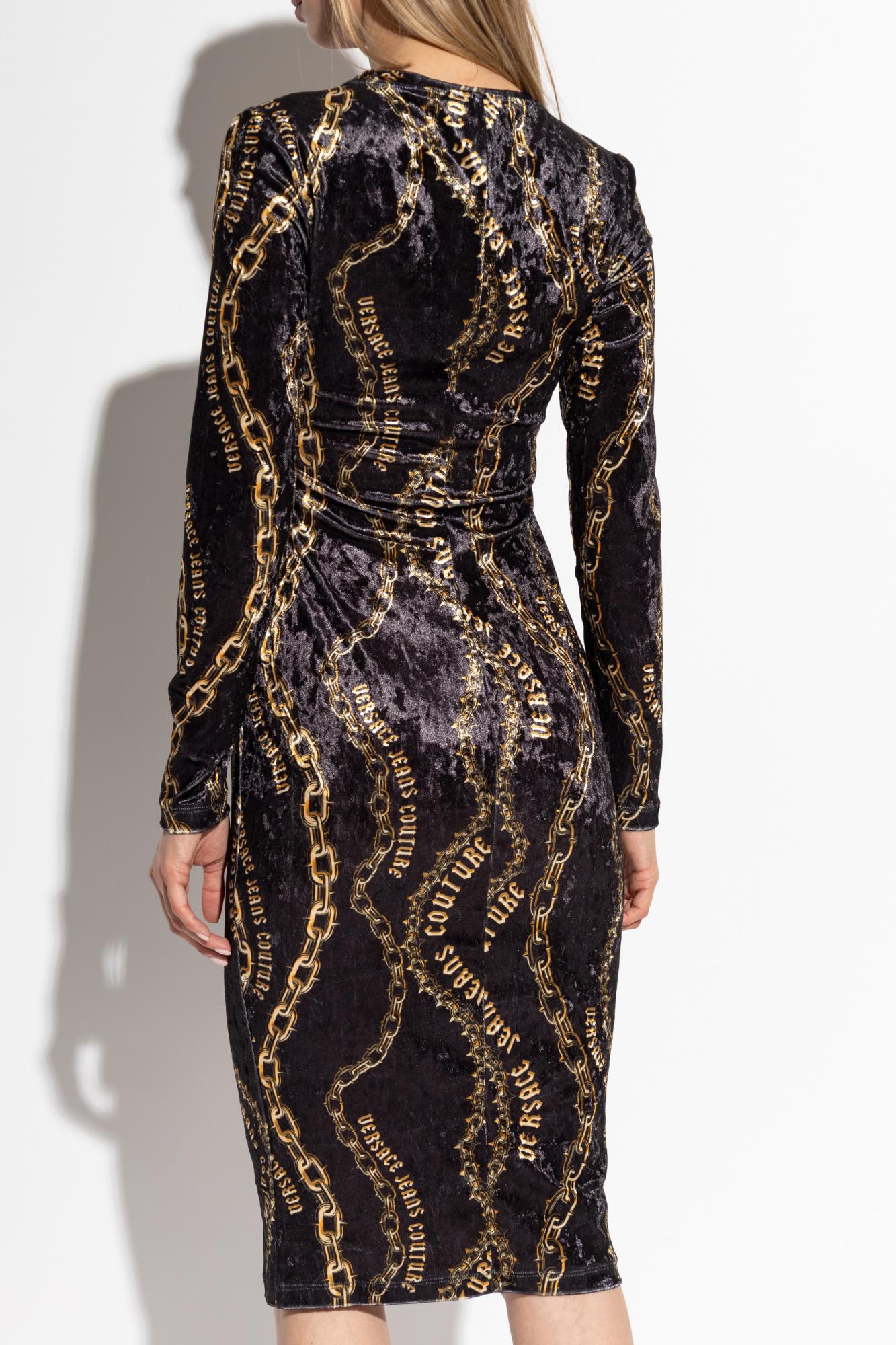 Shop Versace Jeans Couture Dress With A Pattern In Black