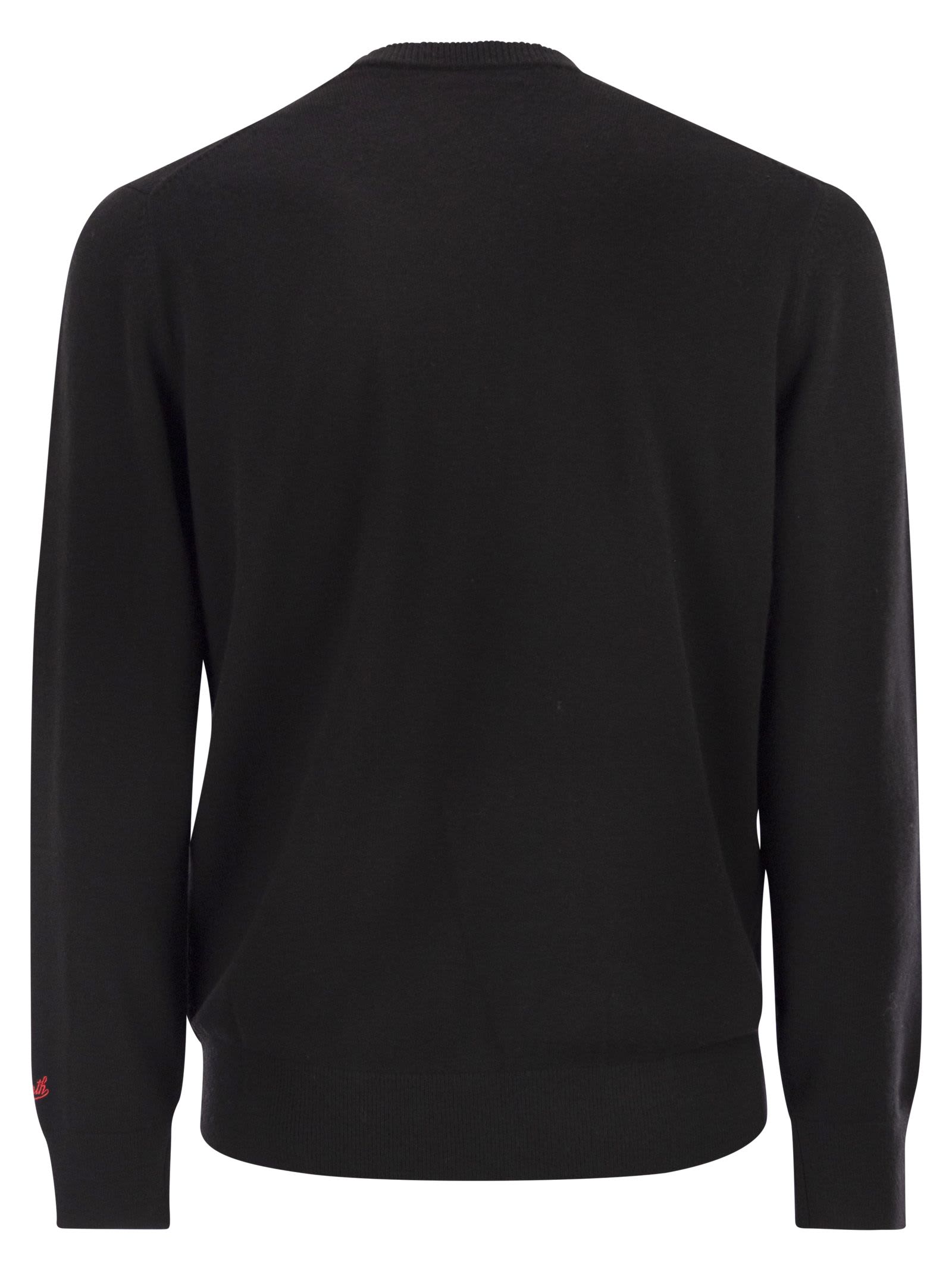 Mc2 Saint Barth Heron - Crew Neck Jumper With Embroidery On The Chest In Brown