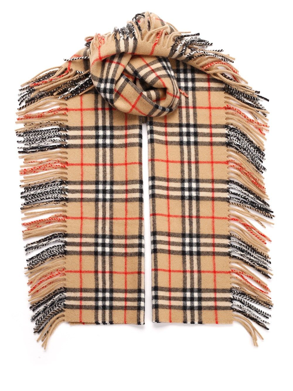 Shop Burberry Happy Scarf In Check Cashmere In Beige