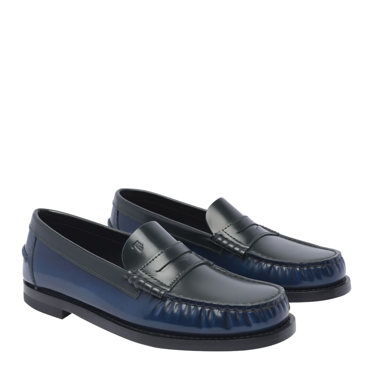 Shop Tod's Leather Loafers In Blue