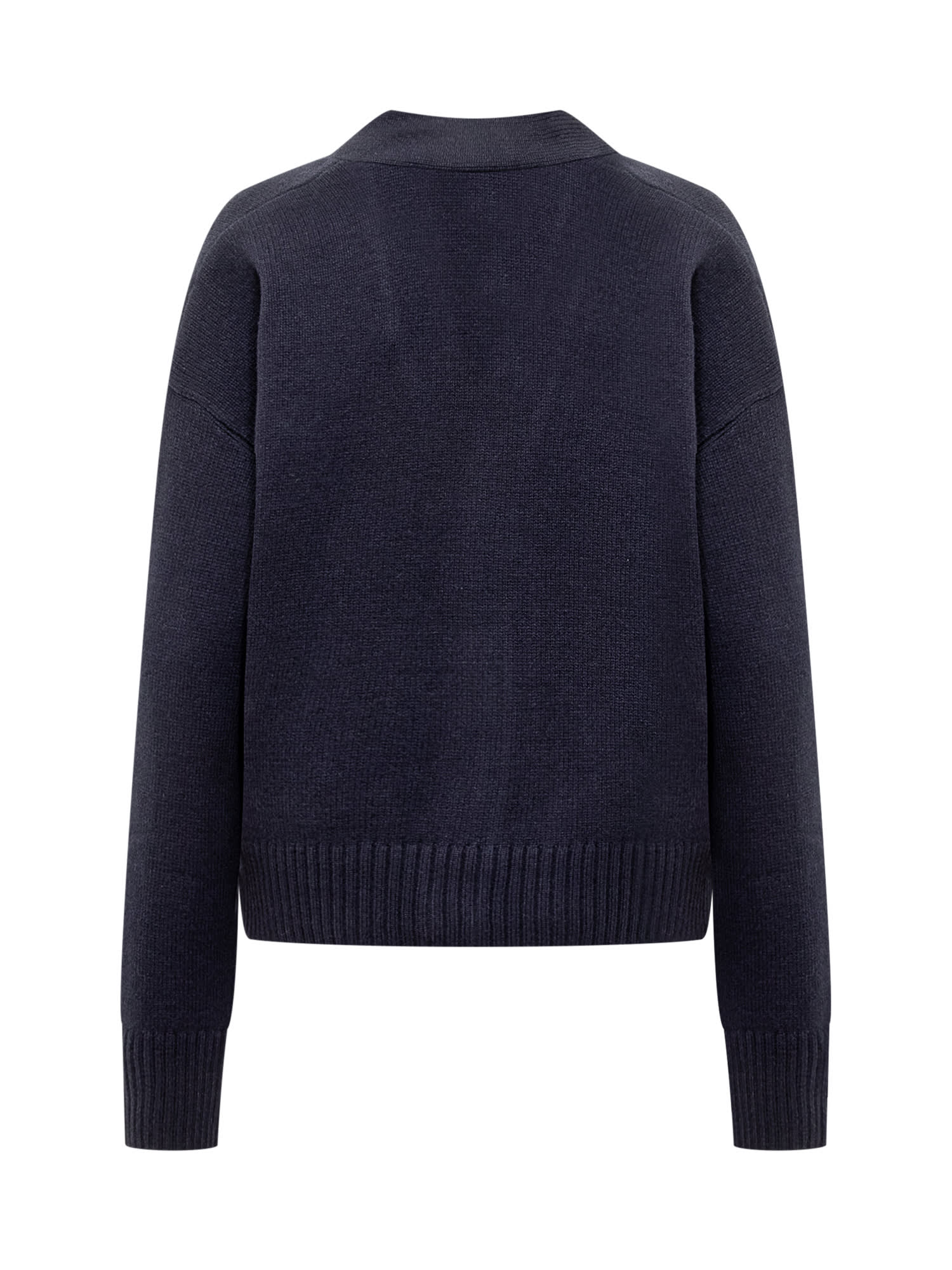 Shop Ami Alexandre Mattiussi Cardigan With Logo In Navy Blue