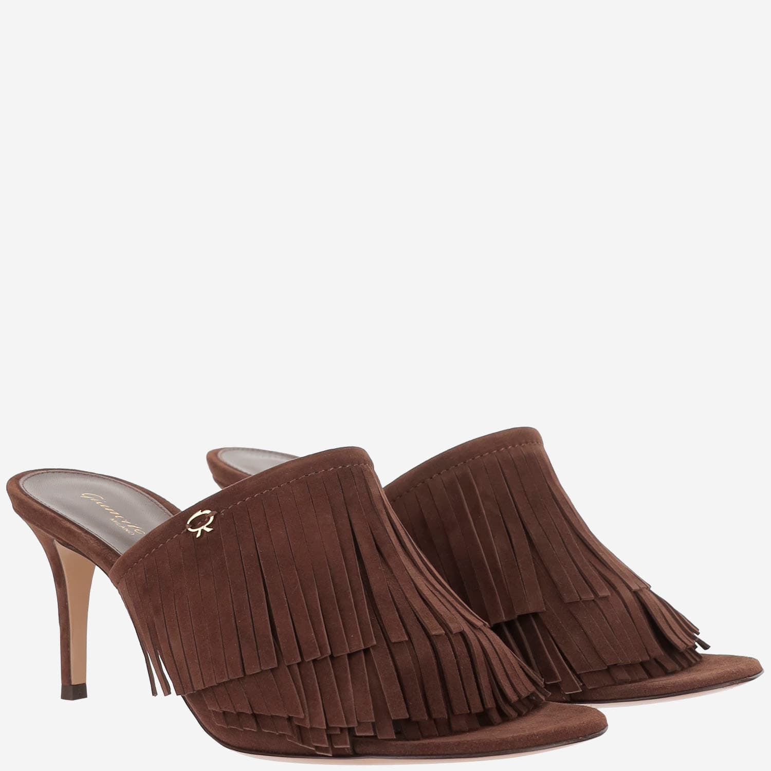 Gianvito Rossi Suede Mules With Bangs In Brown