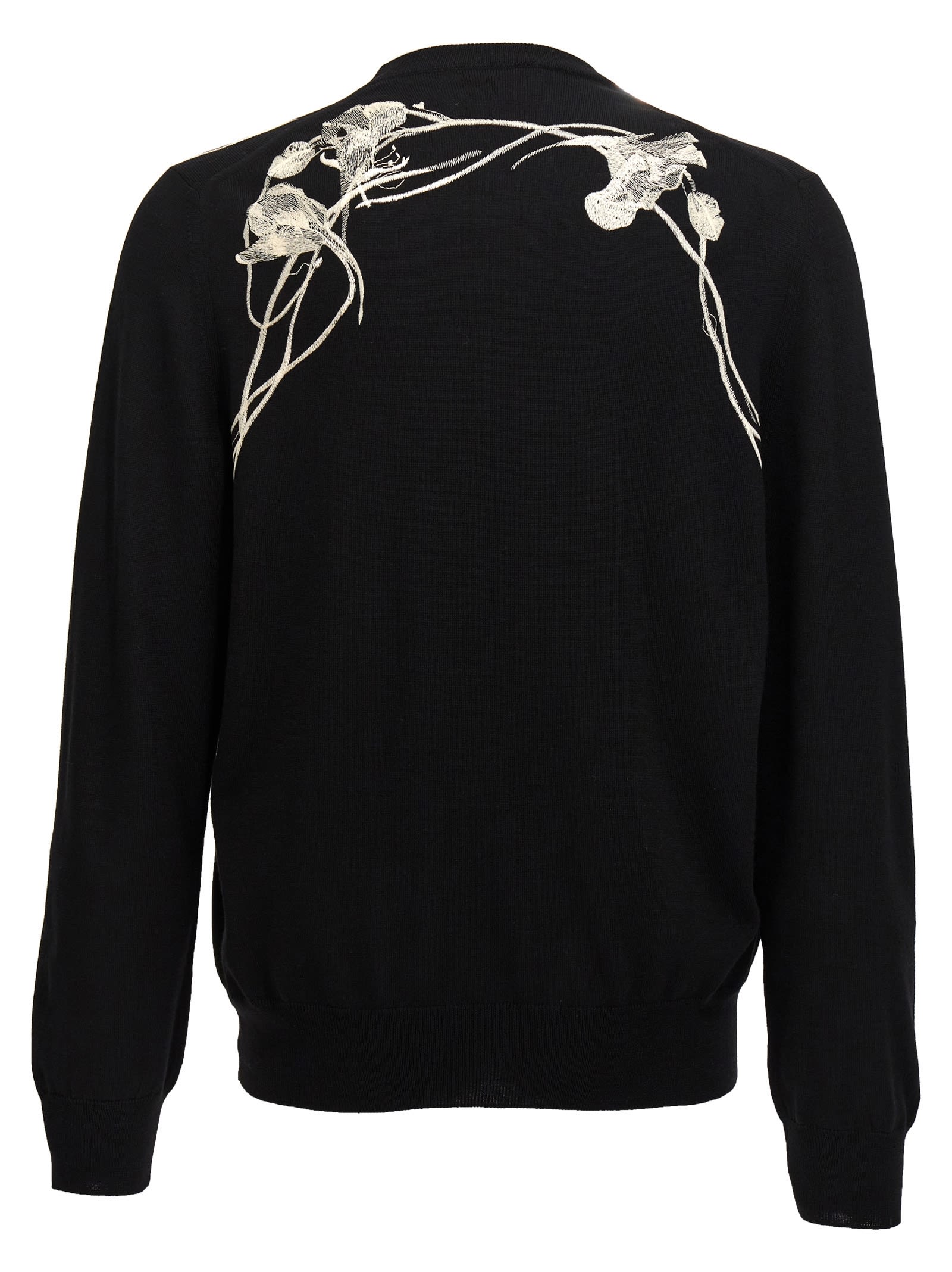 Shop Alexander Mcqueen Embroidery Sweater In White/black