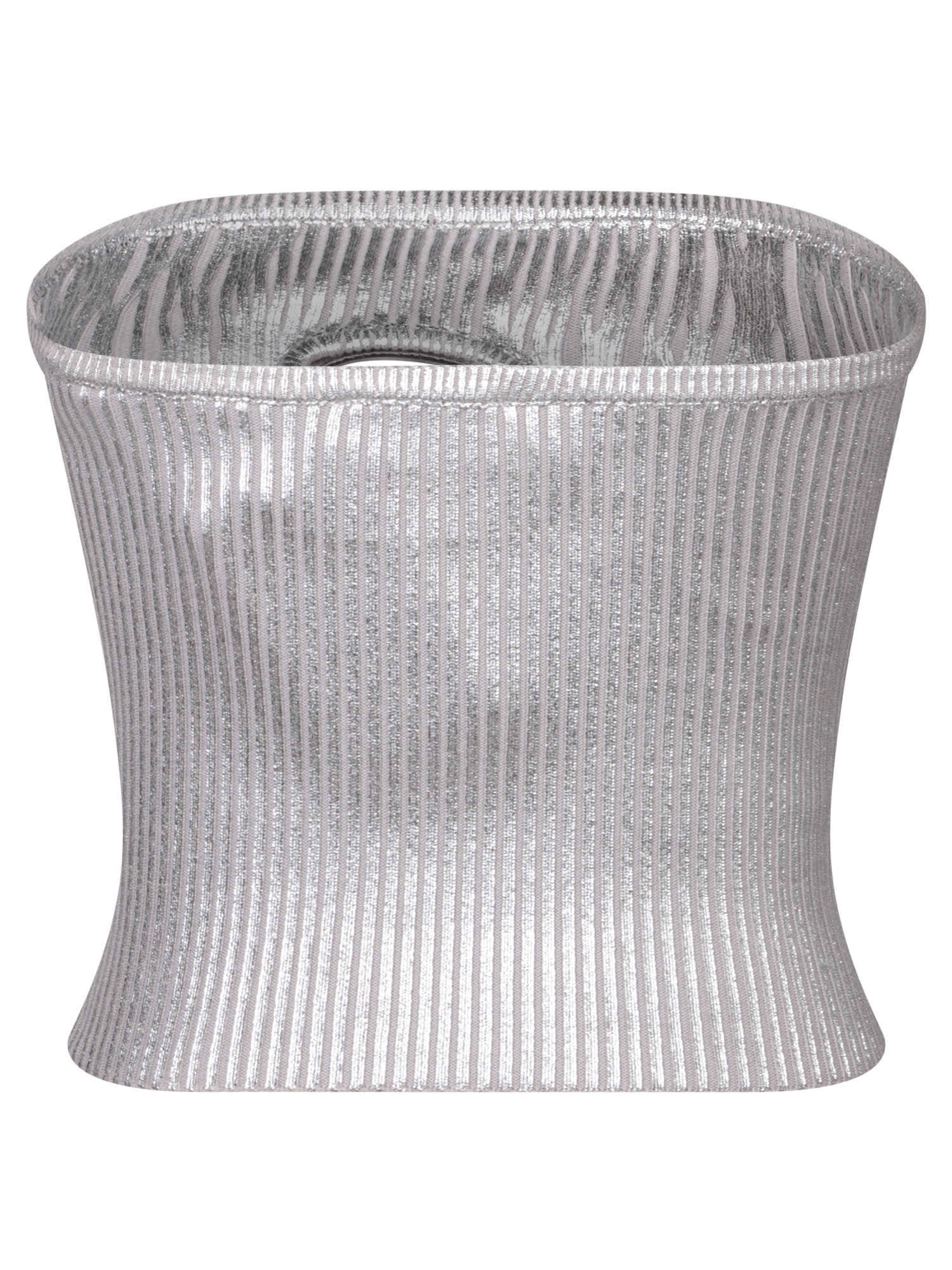 Shop Diesel Silver Metallic Knit Bandeau Top