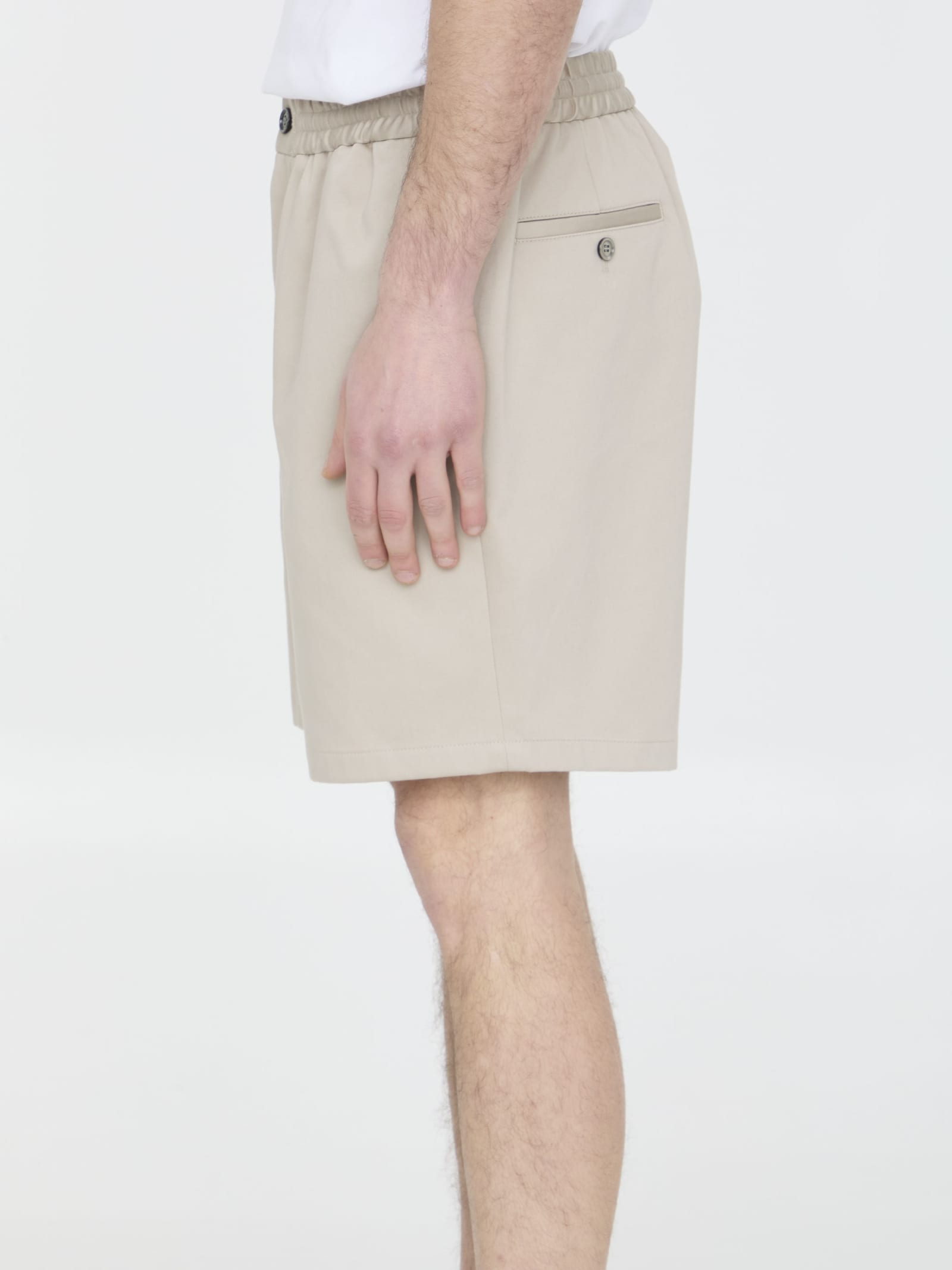 Shop Ami Alexandre Mattiussi Cotton Bermuda Shorts In 271 Light Beige