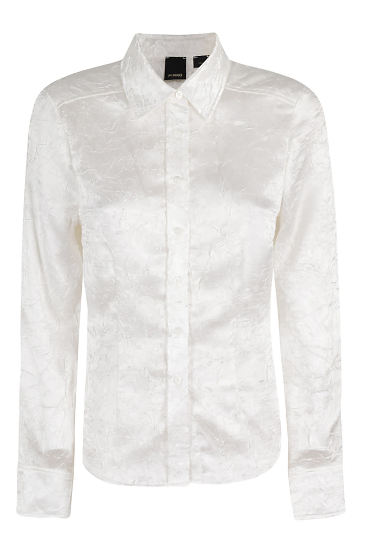 Shop Pinko Catullo Camicia Satin Crinkled In Bianco Giglio