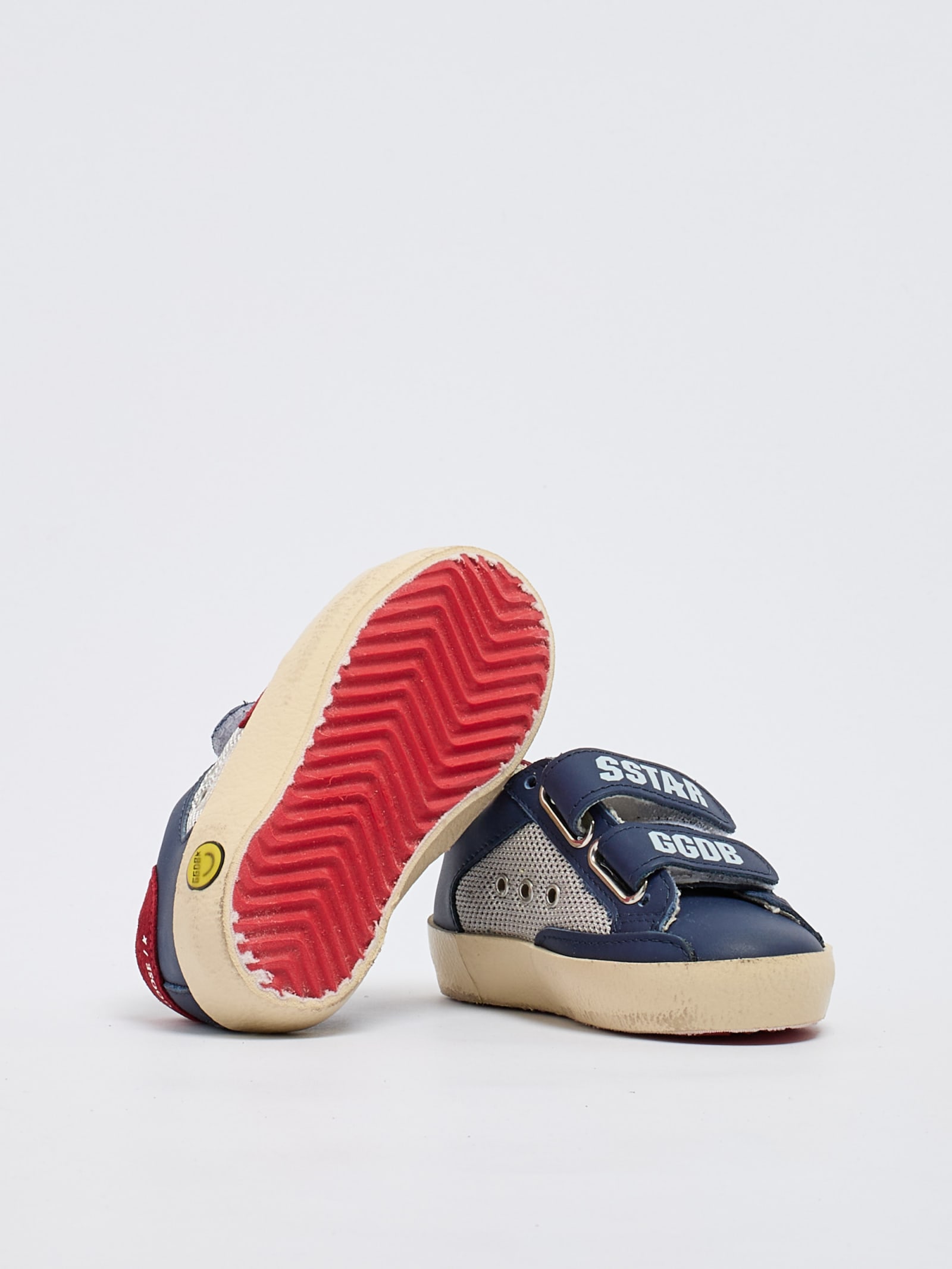Shop Golden Goose Old School Velcro Sneaker In Blu-rosso