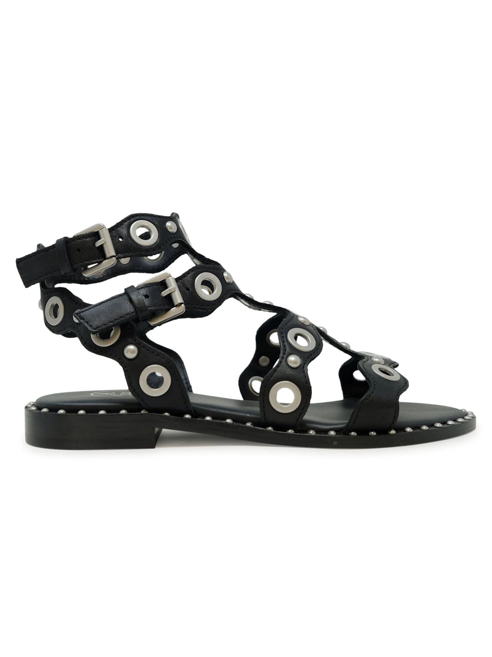 Black/silver Flat Sandal