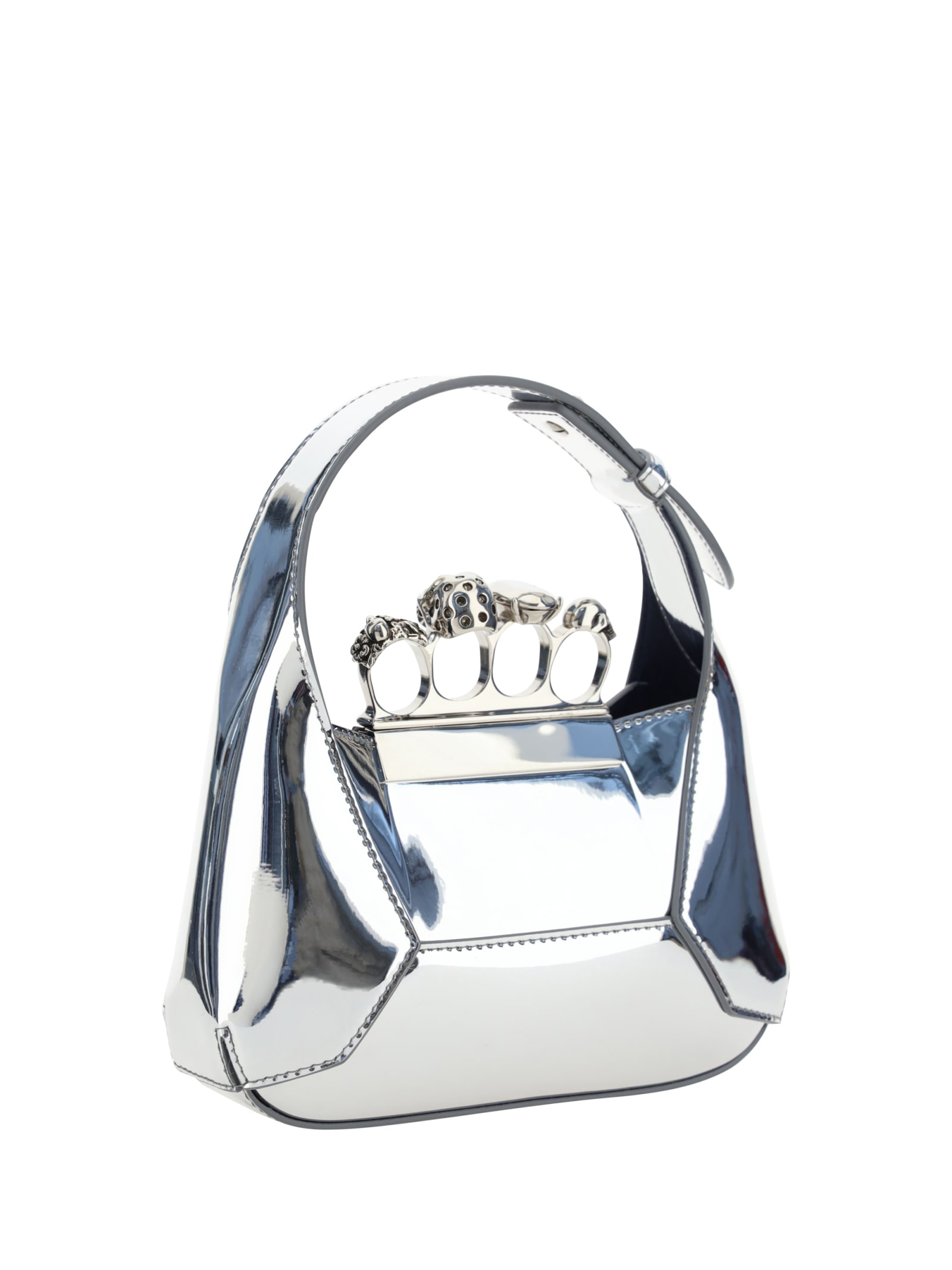 Shop Alexander Mcqueen Mini Jewelled Handbag In Silver