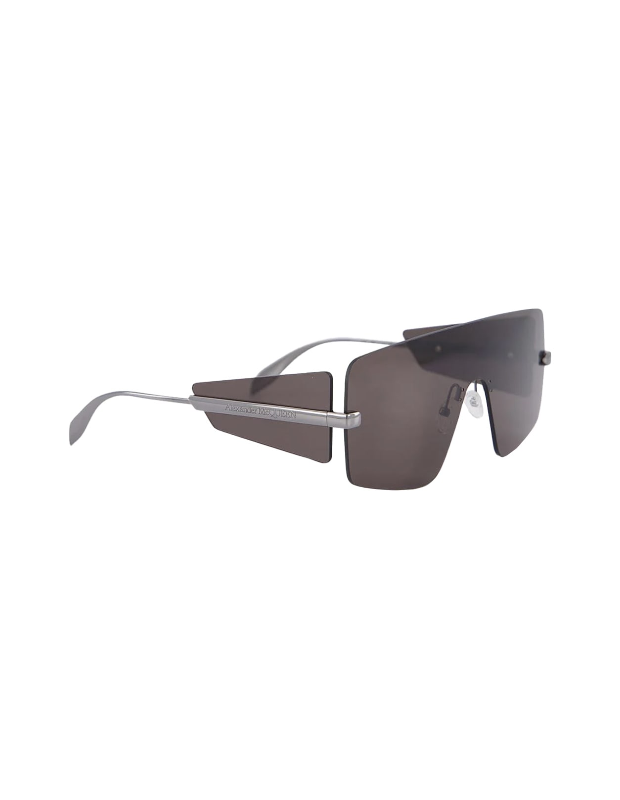 Shop Alexander Mcqueen Dark Grey Shield Sunglasses