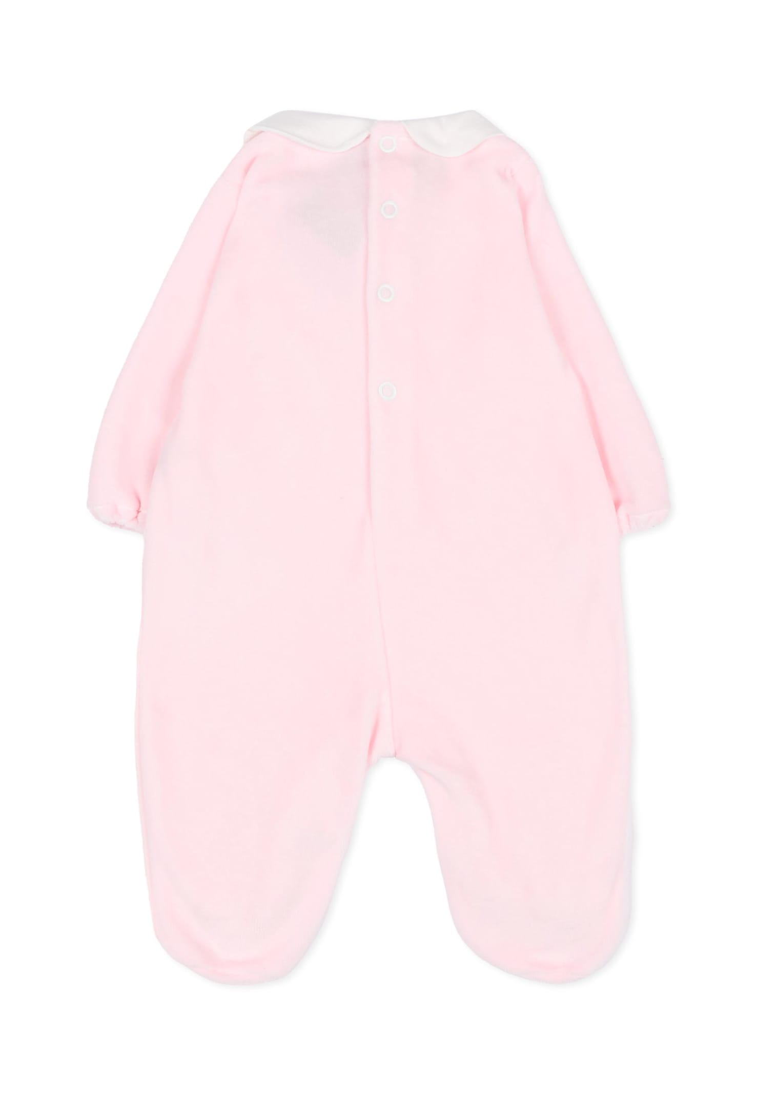 Little Bear Pink Babygrow For Baby Girl With Logo In Pink