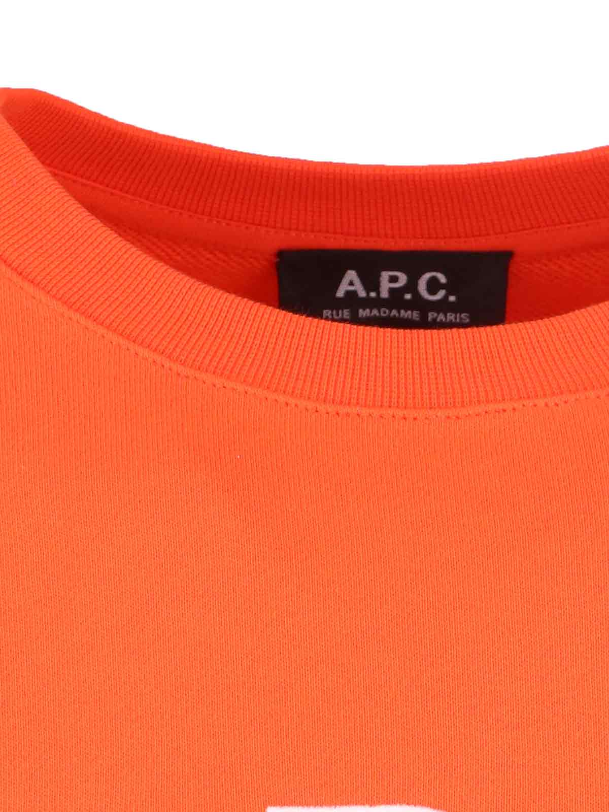 Shop Apc Logo Crew Neck Sweatshirt In Orange