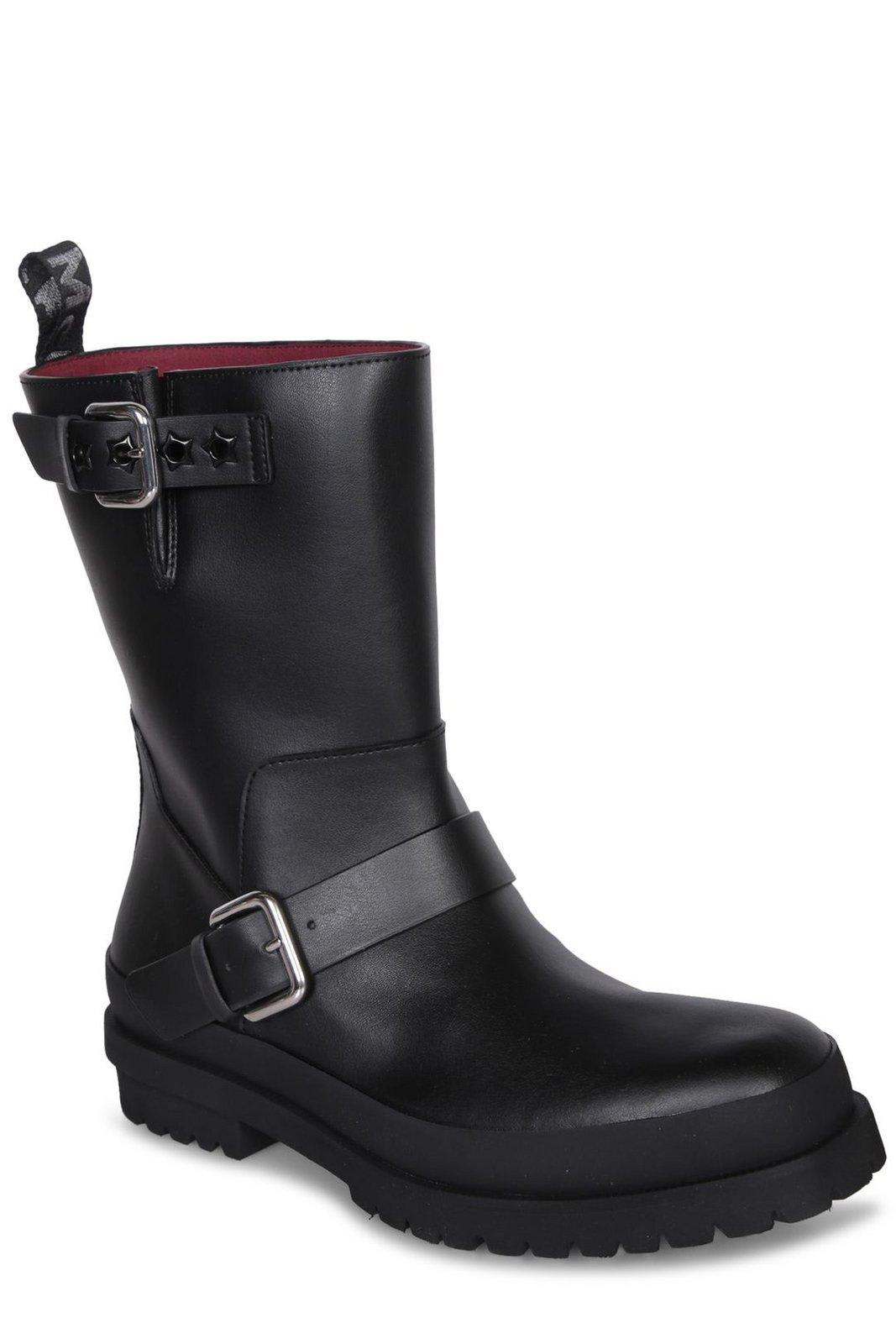 Shop Stella Mccartney Trace Buckle-strap Biker Boots In Black