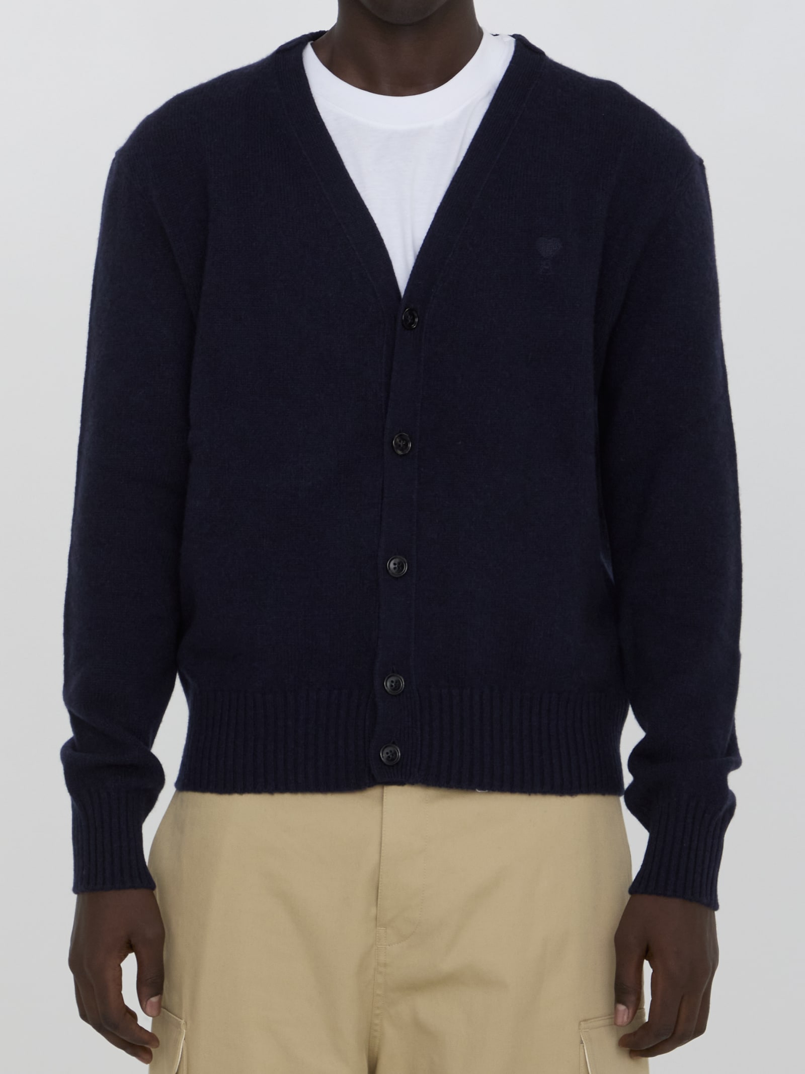 Shop Ami Alexandre Mattiussi Ami De Coeur Cardigan In Blue