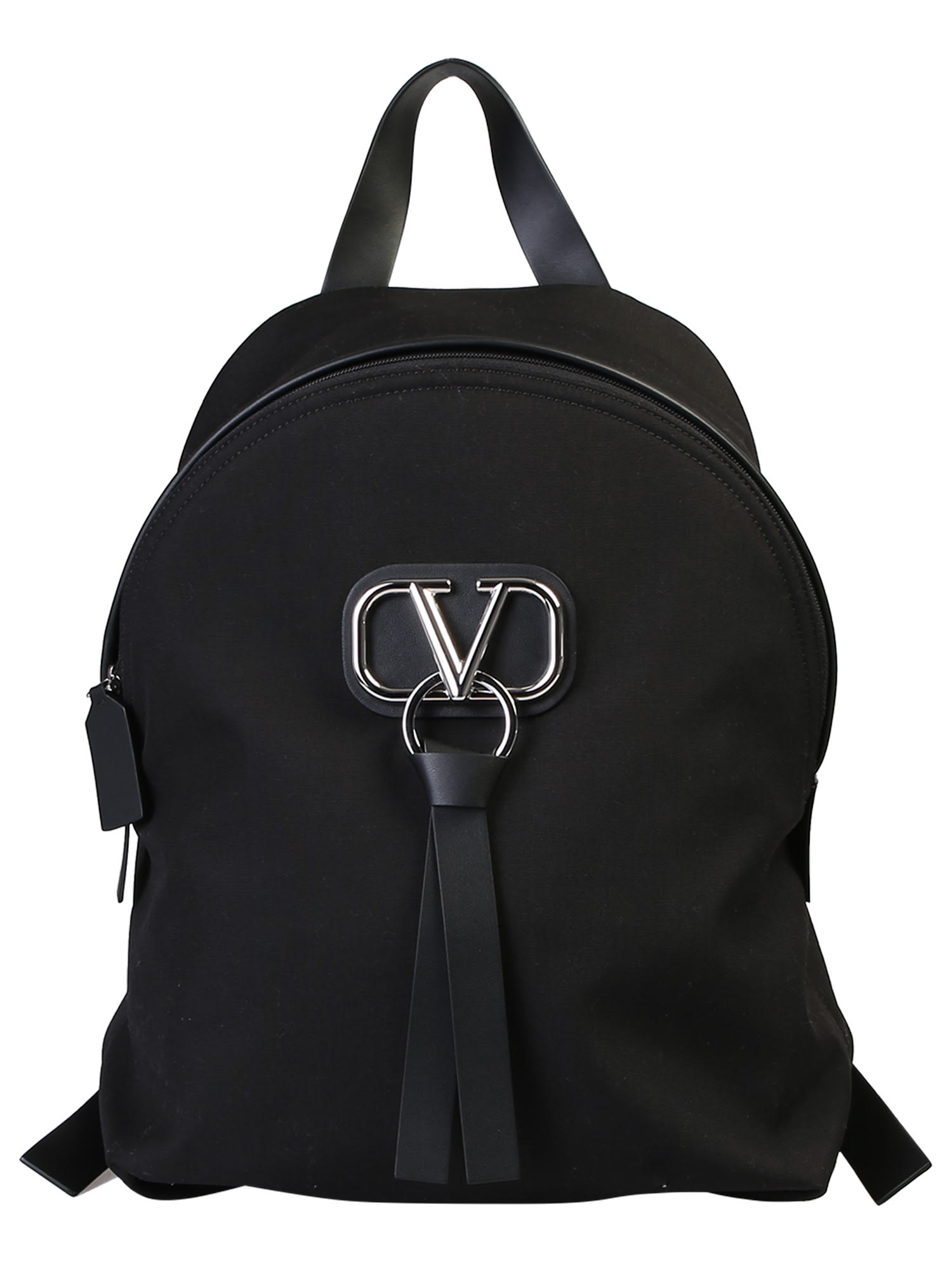 black branded backpack