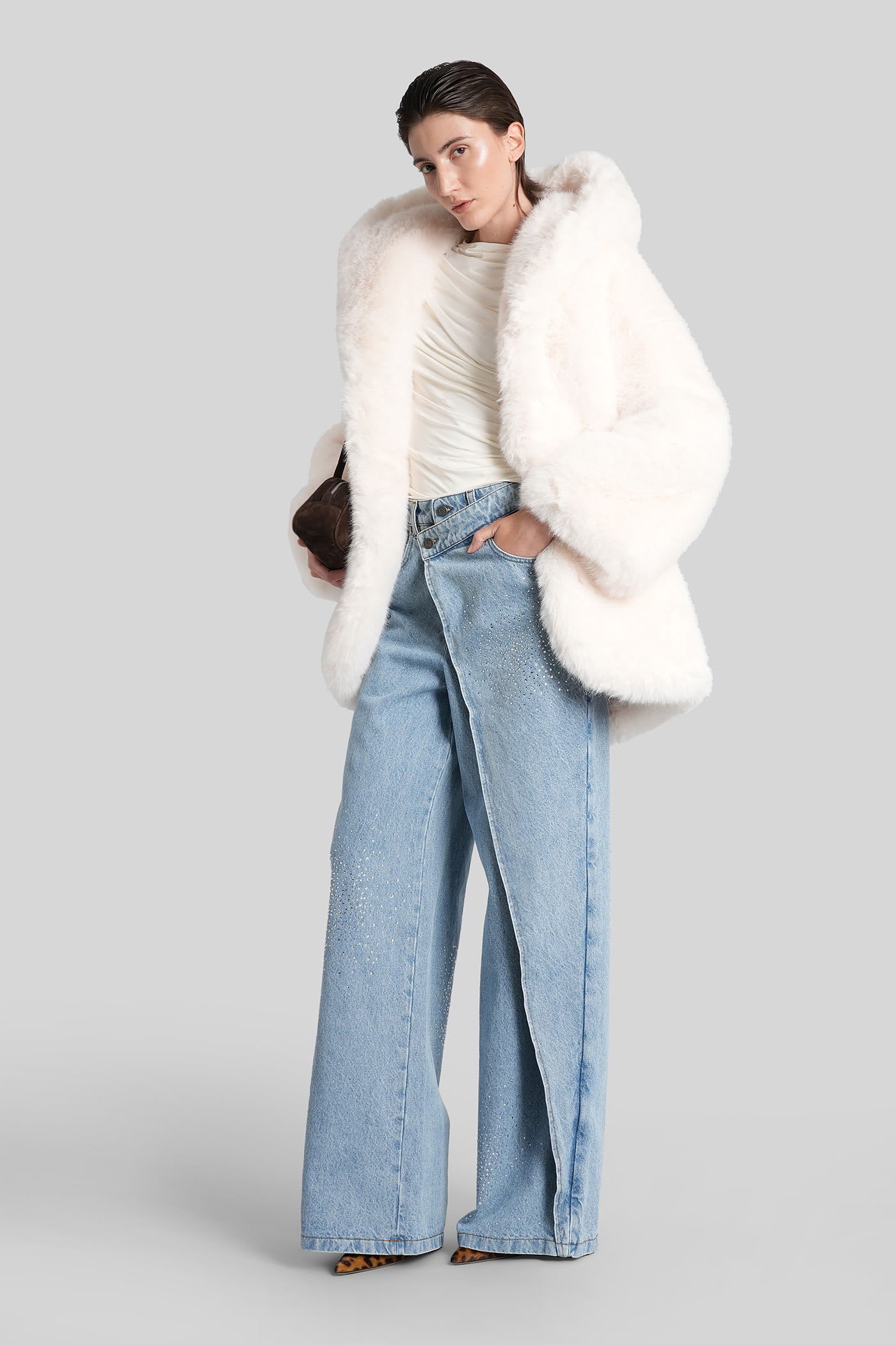 Giuseppe Di Morabito Wide-leg Jeans Featuring Asymmetric Overlay In Blue