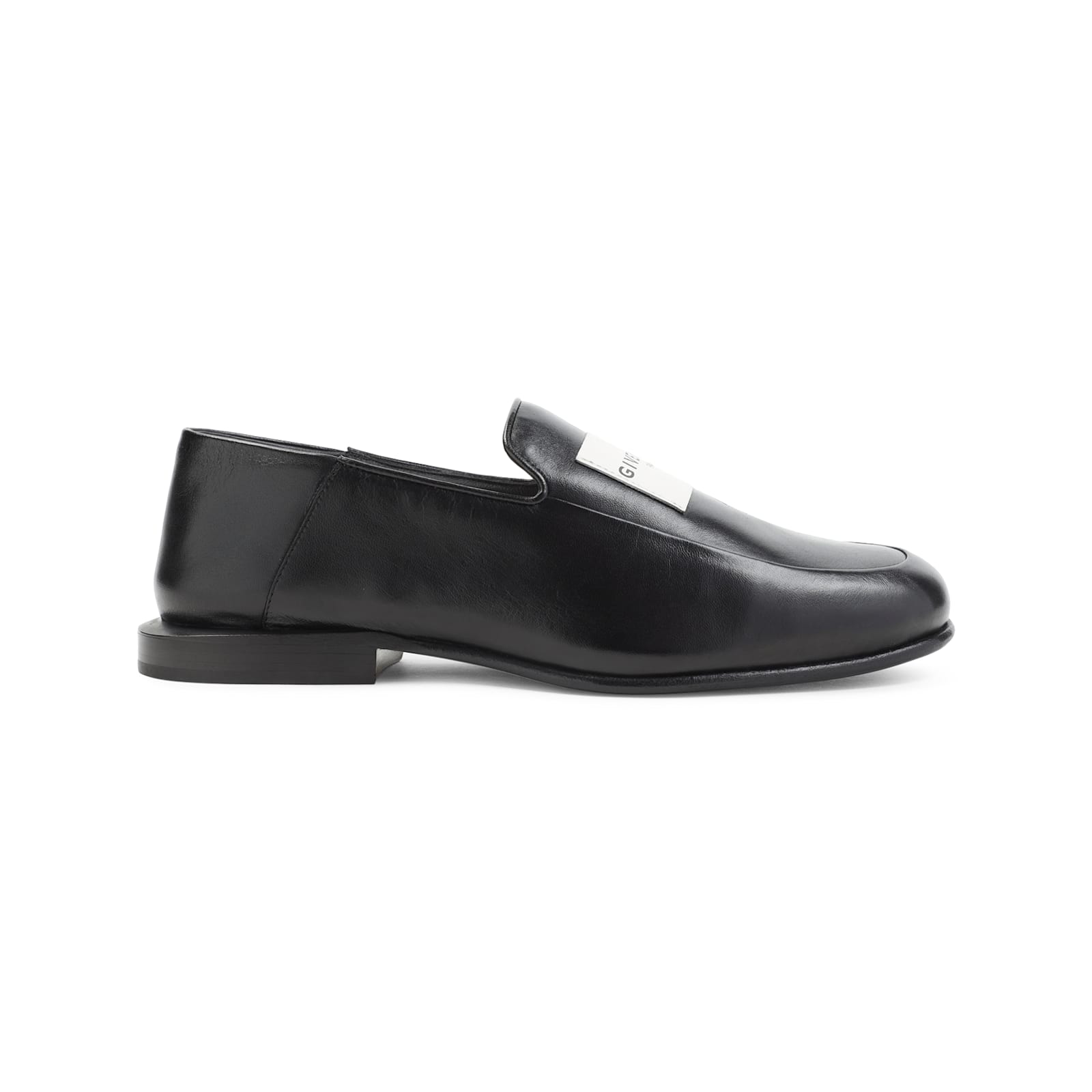 Givenchy Label Leather Loafers In Black