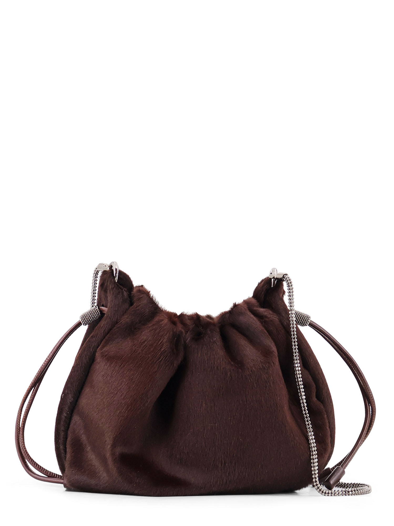 Brunello Cucinelli Bucket Mellow Mini Pony Skin Shoulder Bag In Brown