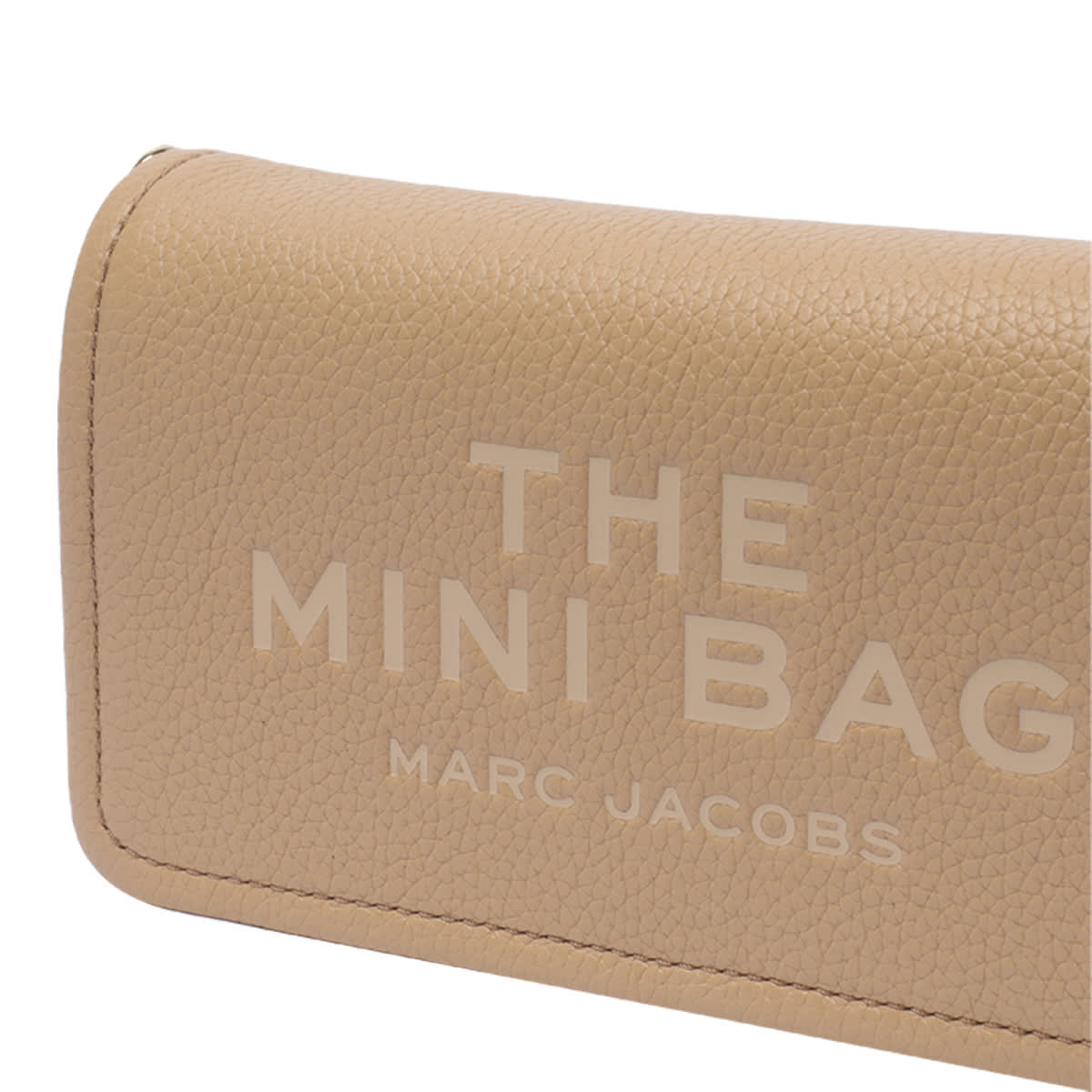 Marc Jacobs Brown Leather Shoulder Bag With Textured Finish In Beige