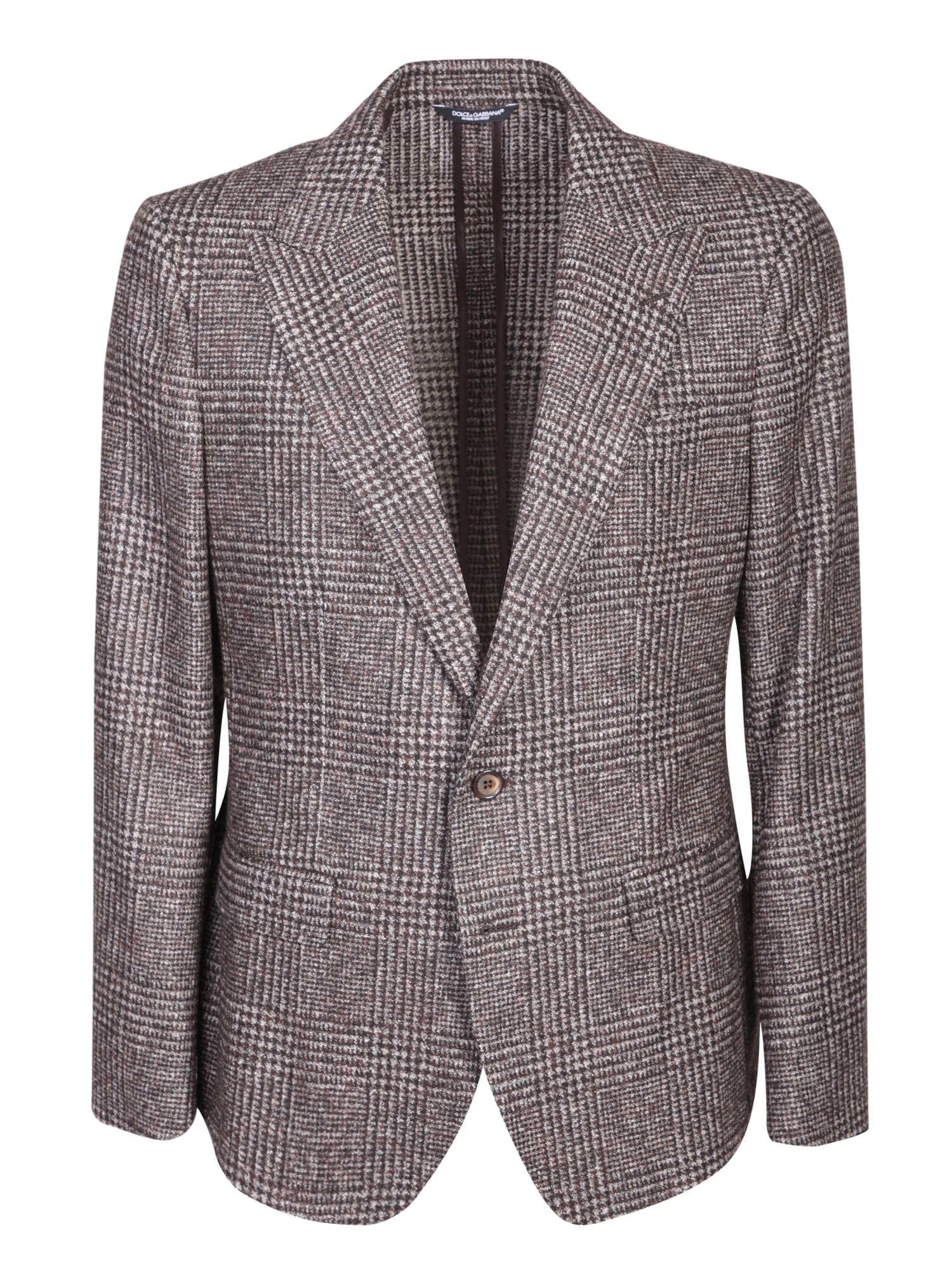 Shop Dolce & Gabbana Prince Of Wales Single-breasted Blazer In Grey