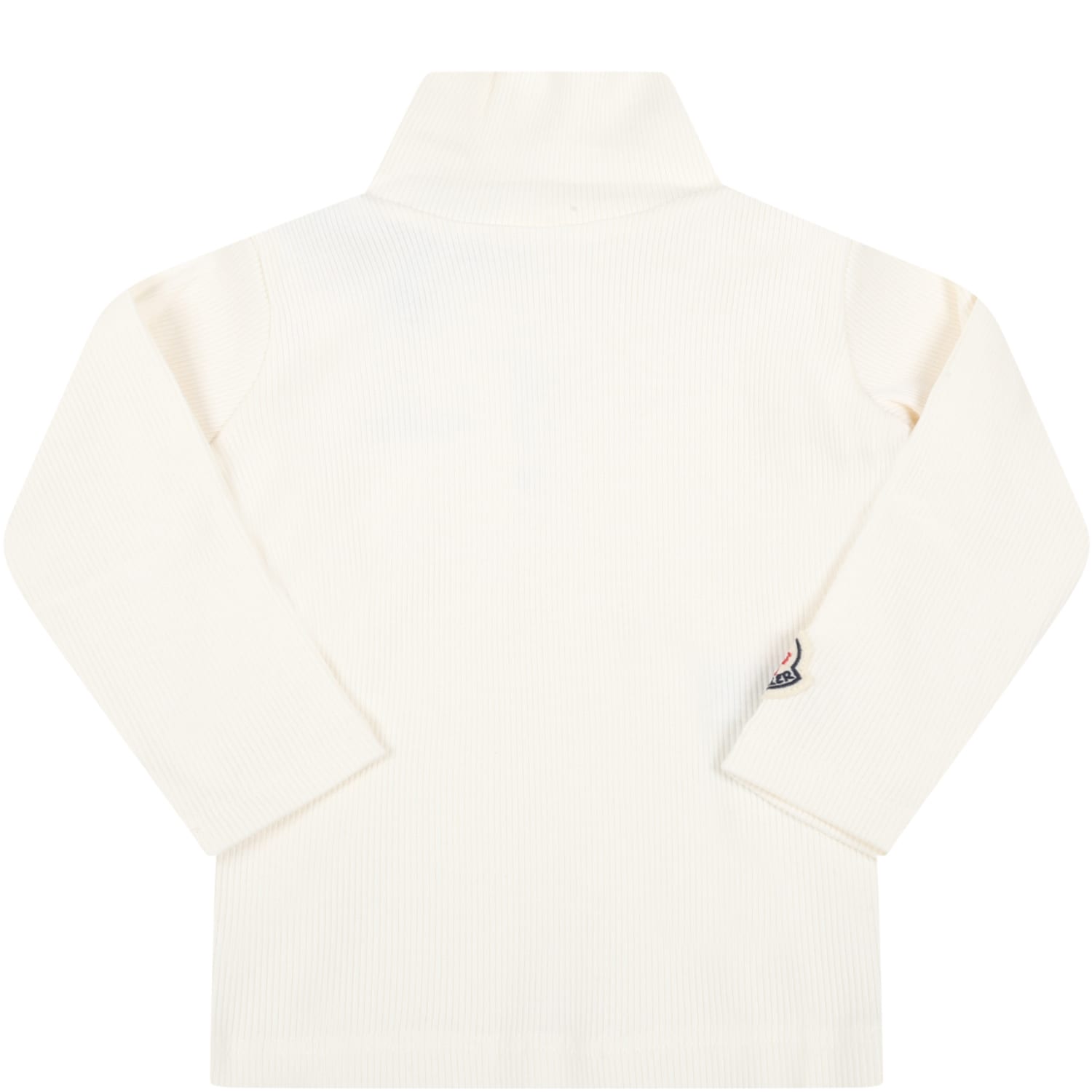 Moncler Ivory Turtleneck For Baby Kids With Patch