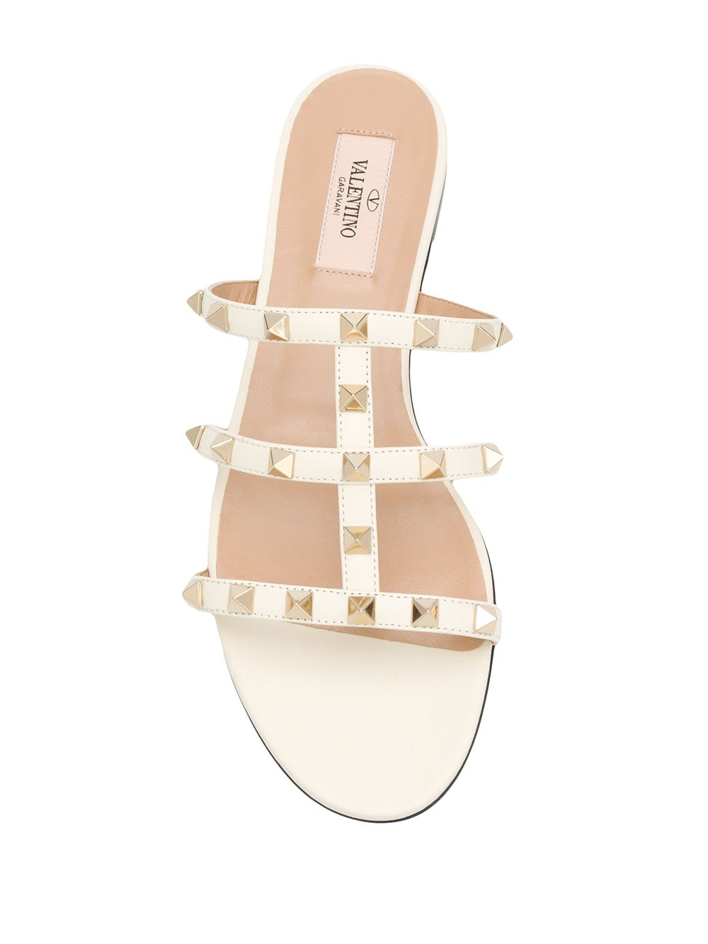 Valentino Garavani Valentino Rockstud Leather Sandal In White