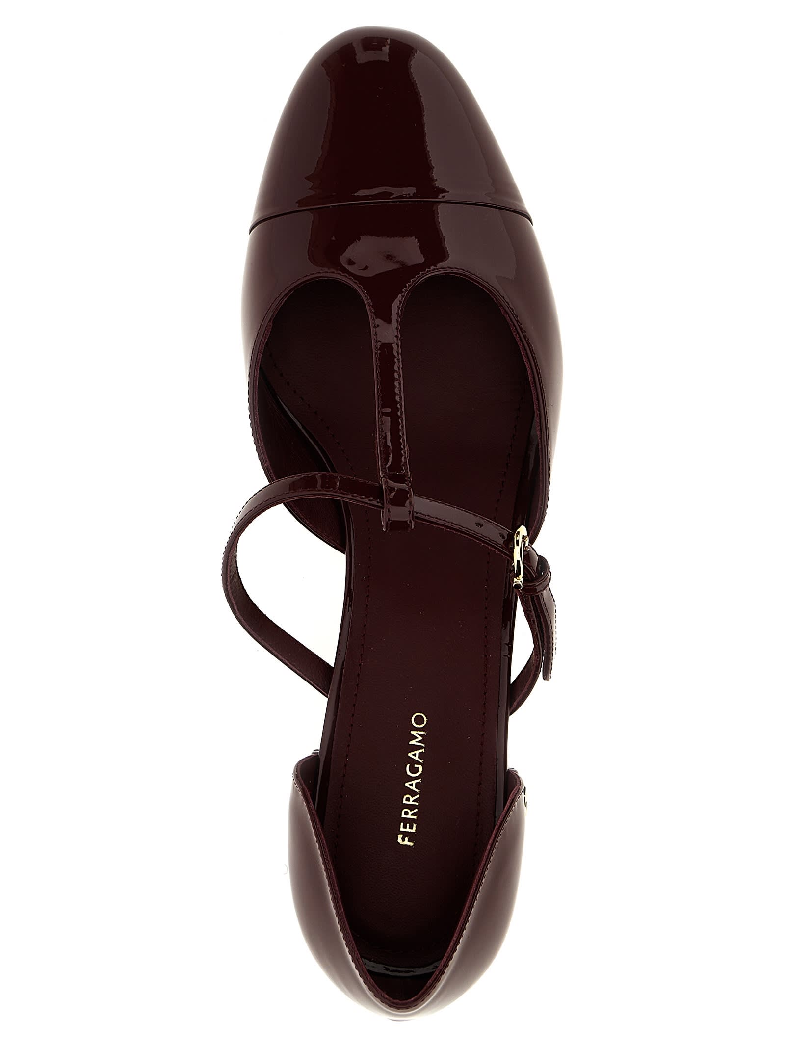 Shop Ferragamo Linette Ballet Flats In Bordeaux