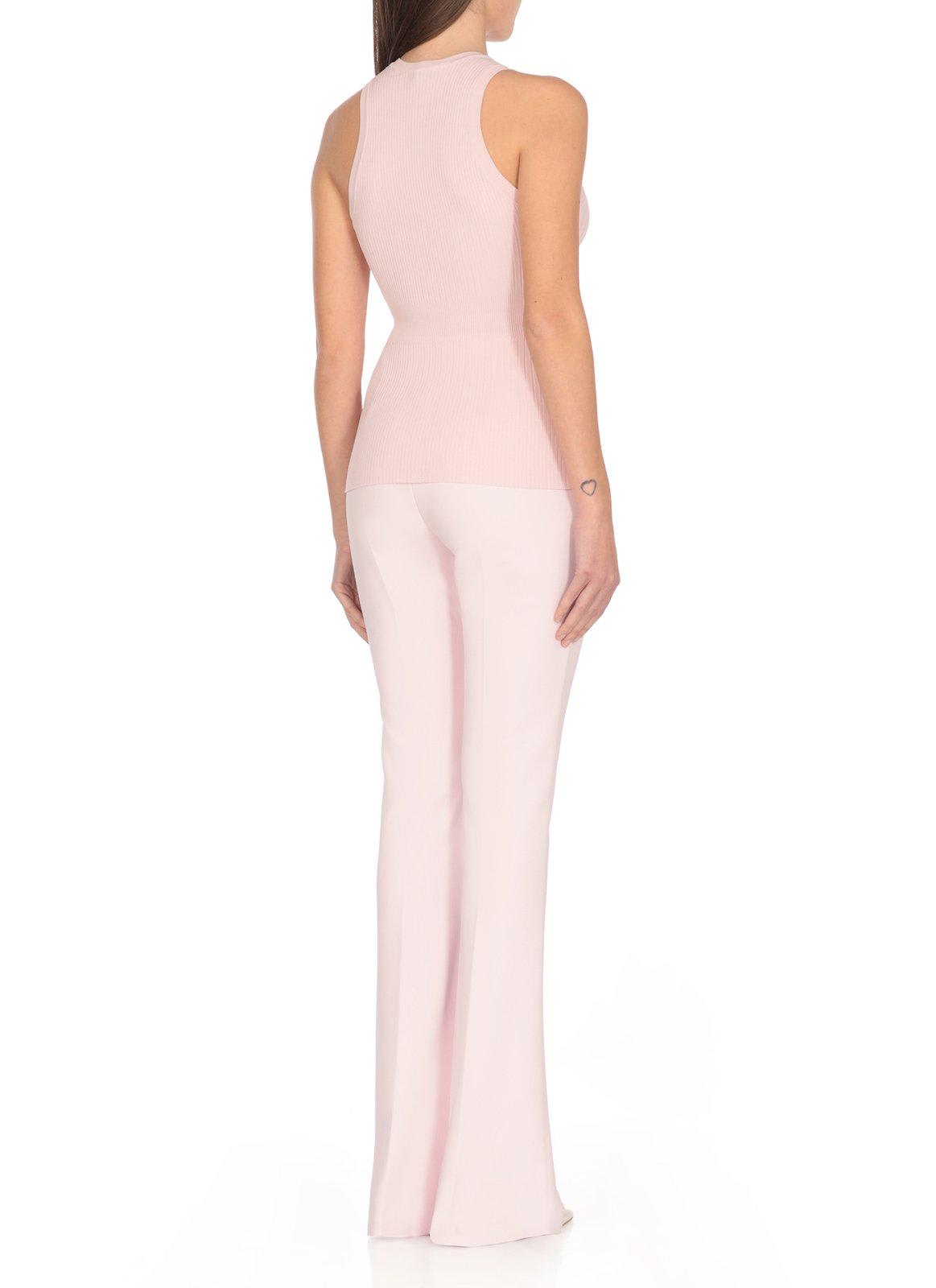 Elisabetta Franchi V-neck Rib Knit Top In Pink
