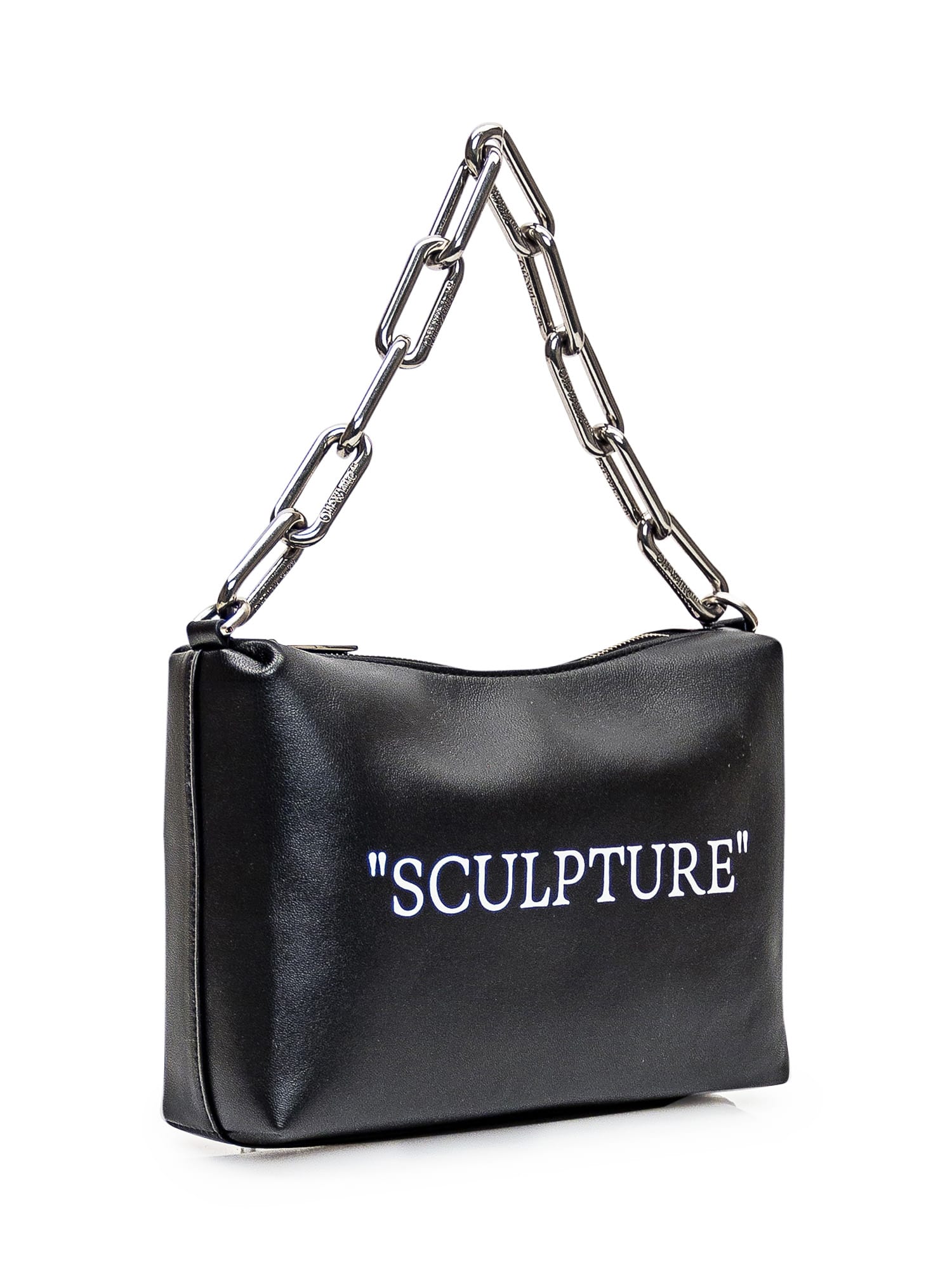 Shop Off-white Pouch With Writing In Black Silver