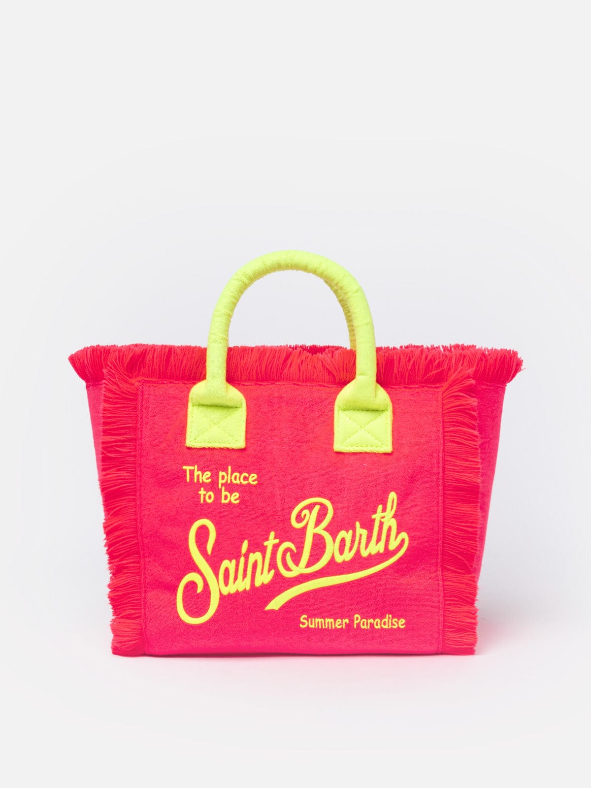 Mc2 Saint Barth Fluo Pink Terry Embossed Colette Sponge Handbag In Fluo