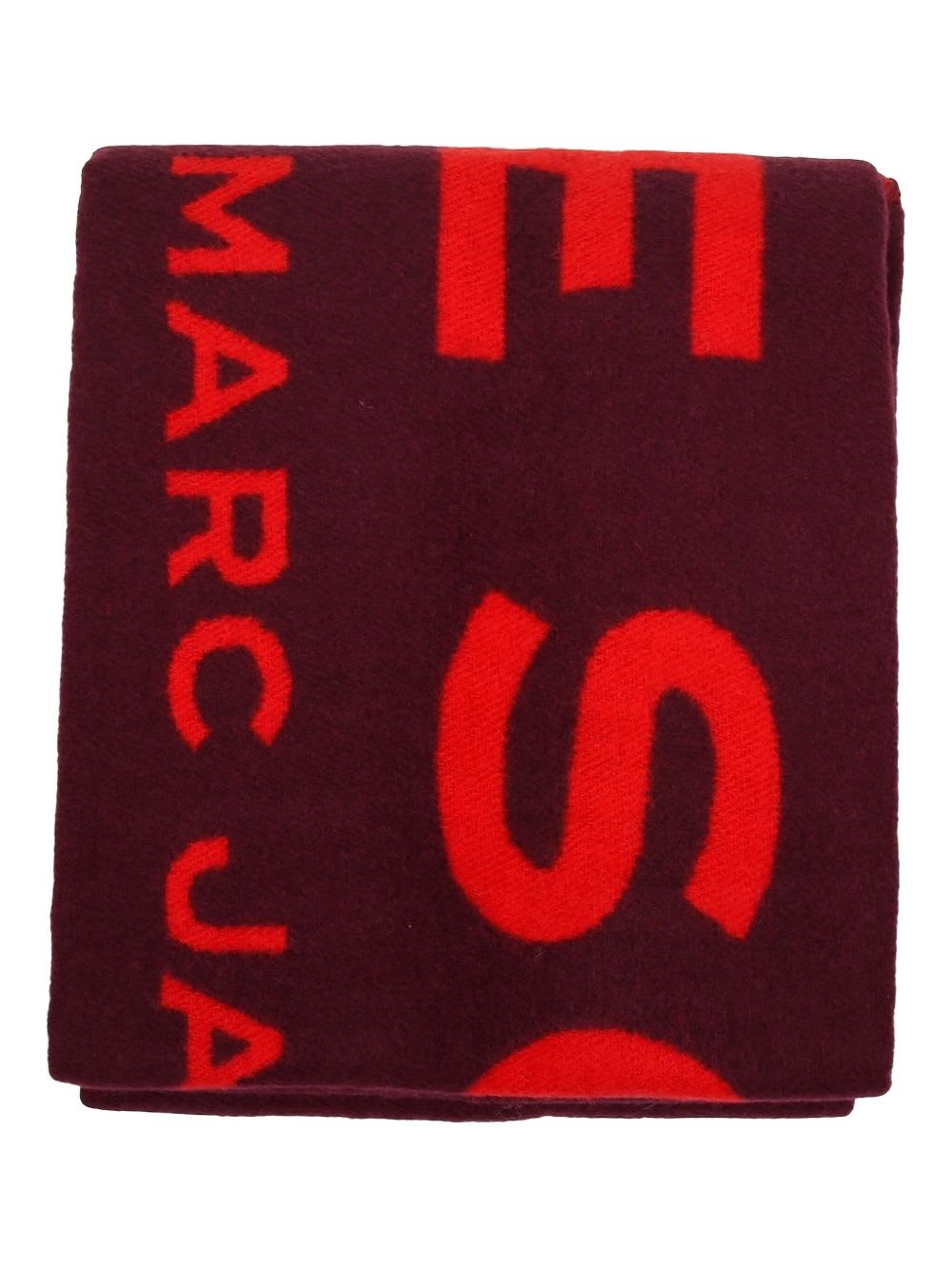 Marc Jacobs Red Wool Blend Fringed Scarf In Burgundy