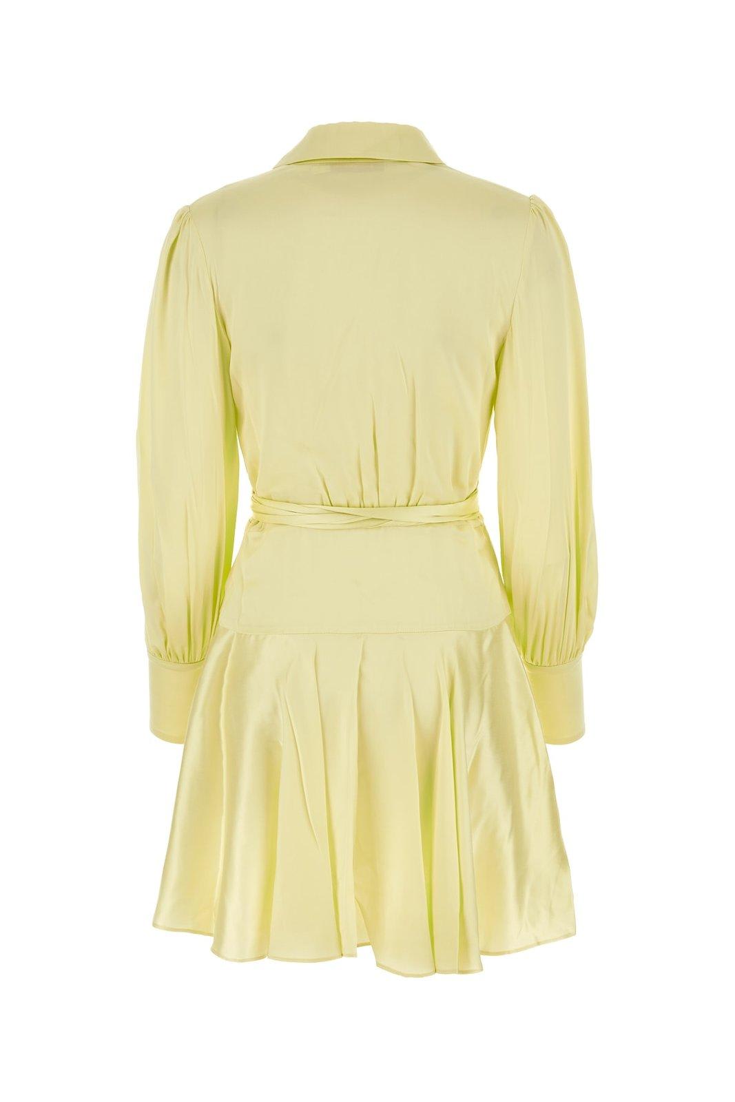 Shop Zimmermann V-neck Satin Wrap Dress In Yellow